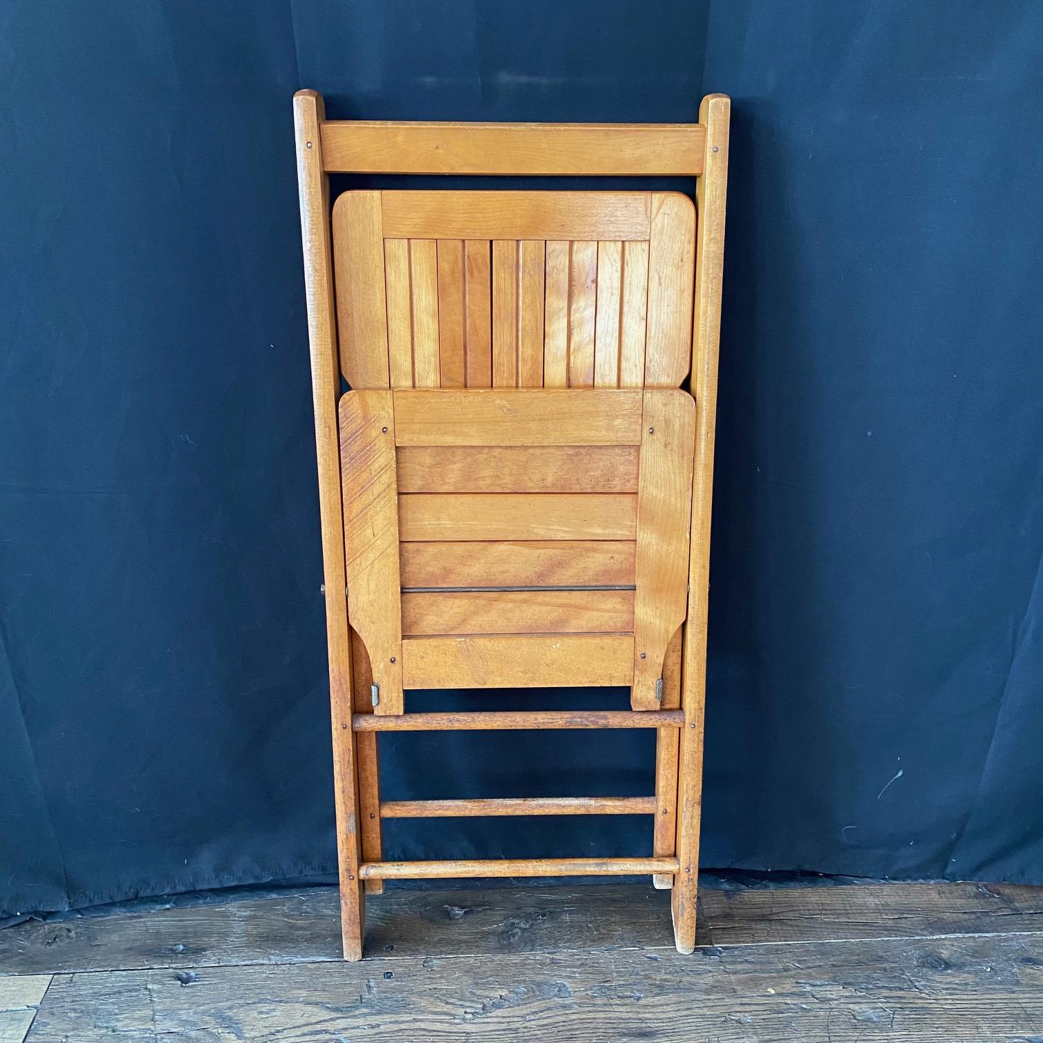 Set of 12 Vintage Wooden Stackable Folding Chairs Marked Paris 9