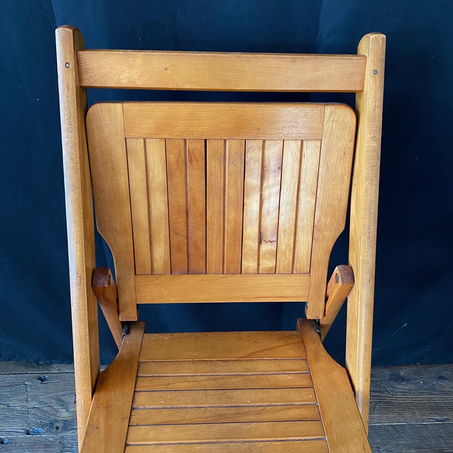 Set of 12 Vintage Wooden Stackable Folding Chairs Marked Paris In Good Condition In Hopewell, NJ