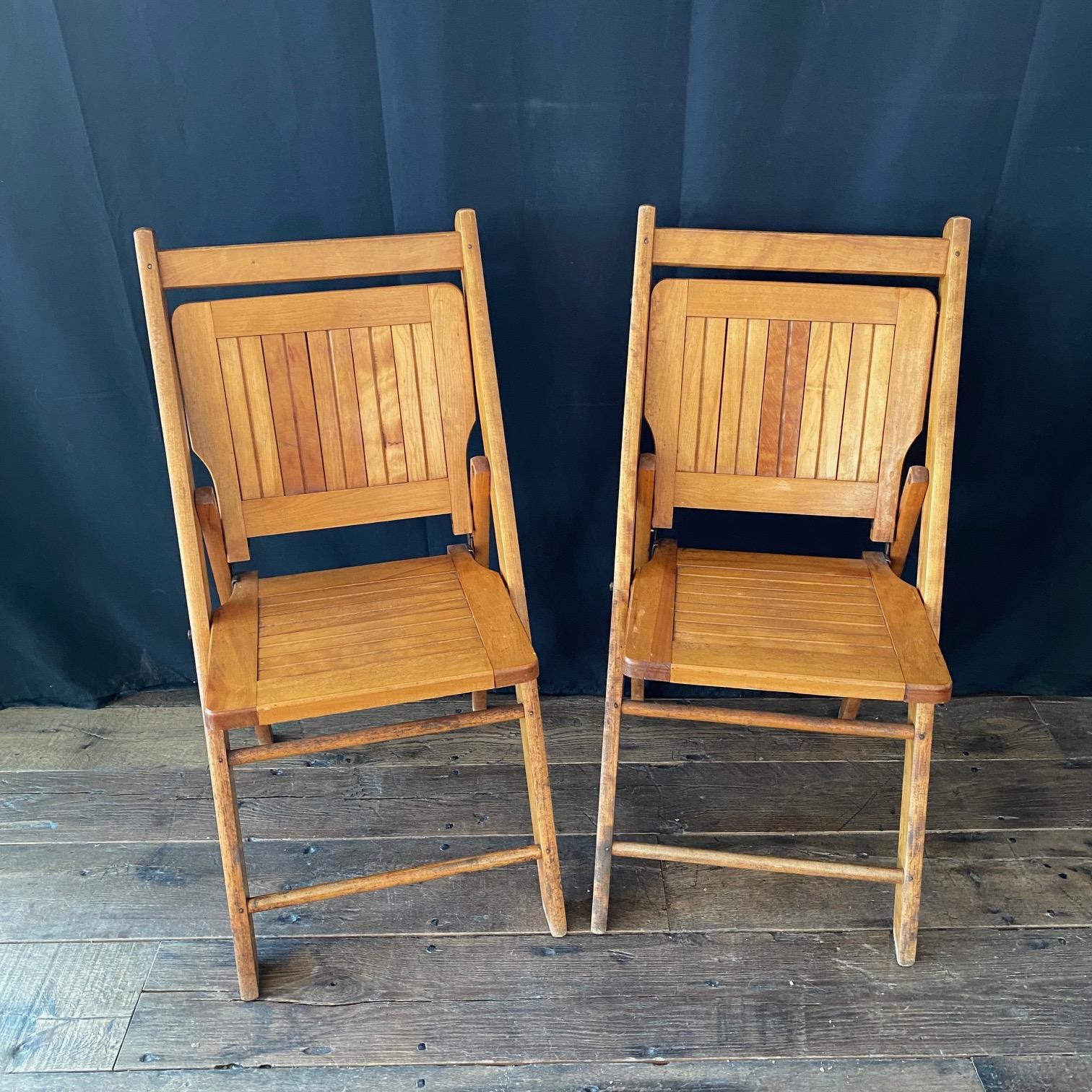 Set of 12 Vintage Wooden Stackable Folding Chairs Marked Paris 2