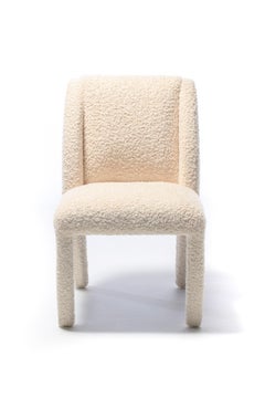 Set of 12 Vladimir Kagan for Directional Dining Chairs in Ivory White Bouclé