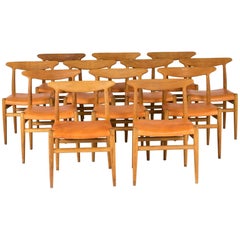 Set of 12 "W2" Dining Chairs by Hans J. Wegner