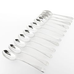 Set of 12 Walker & Hall English Sterling Silver Georgian Style Demitasse Spoons
