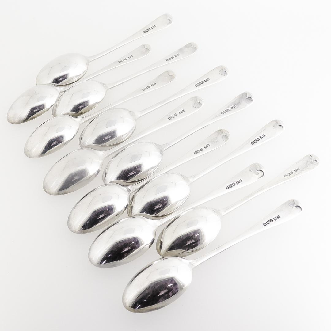 Early 20th Century Set of 12 Walker & Hall English Sterling Silver Georgian Style Demitasse Spoons For Sale