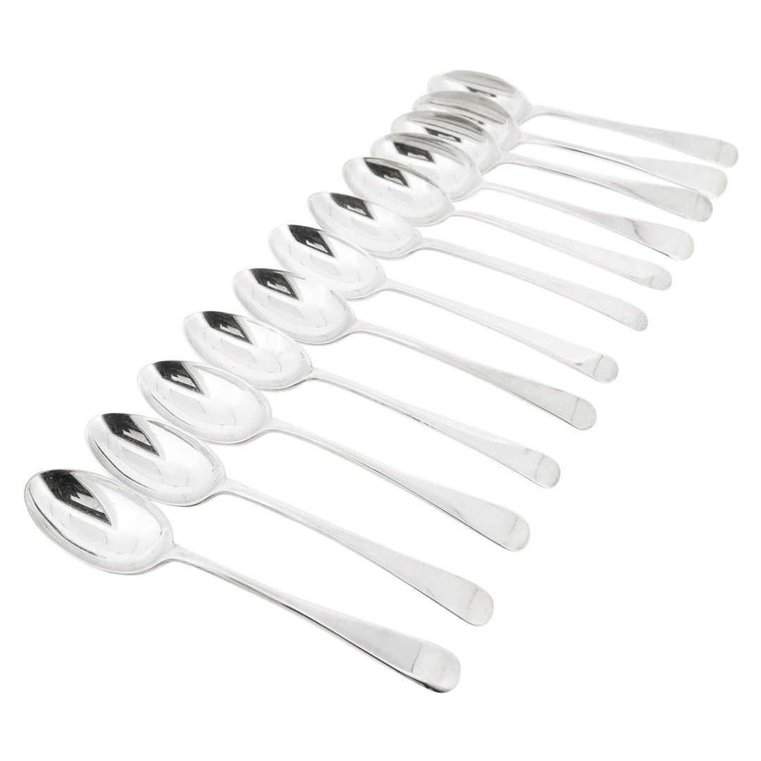 Set von 12 Walker & Hall Demitasse-Löffeln aus englischem Sterlingsilber im georgianischen Stil im Angebot