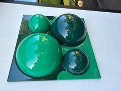 Set of 12 Wall Elements in Dark and Light Green by Verner Panton