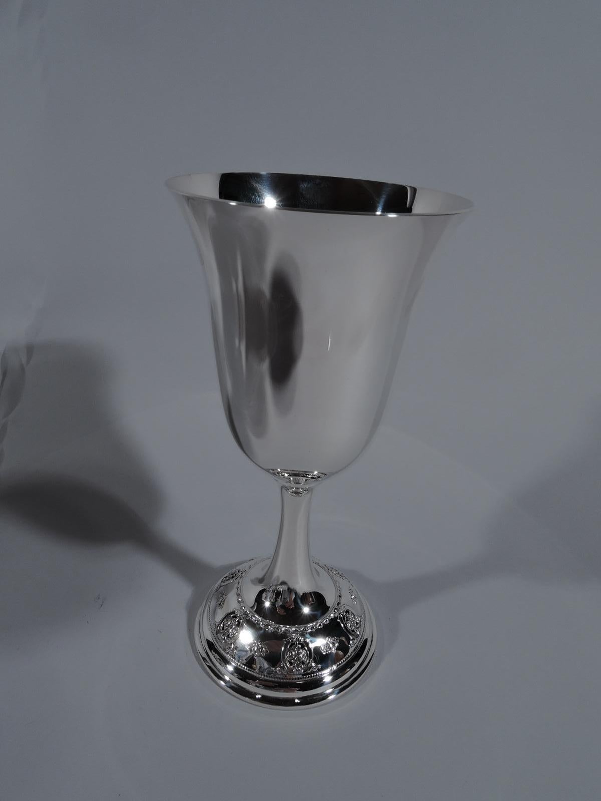 Set of 12 Wallace Rose Point Sterling Silver Goblets In Excellent Condition In New York, NY