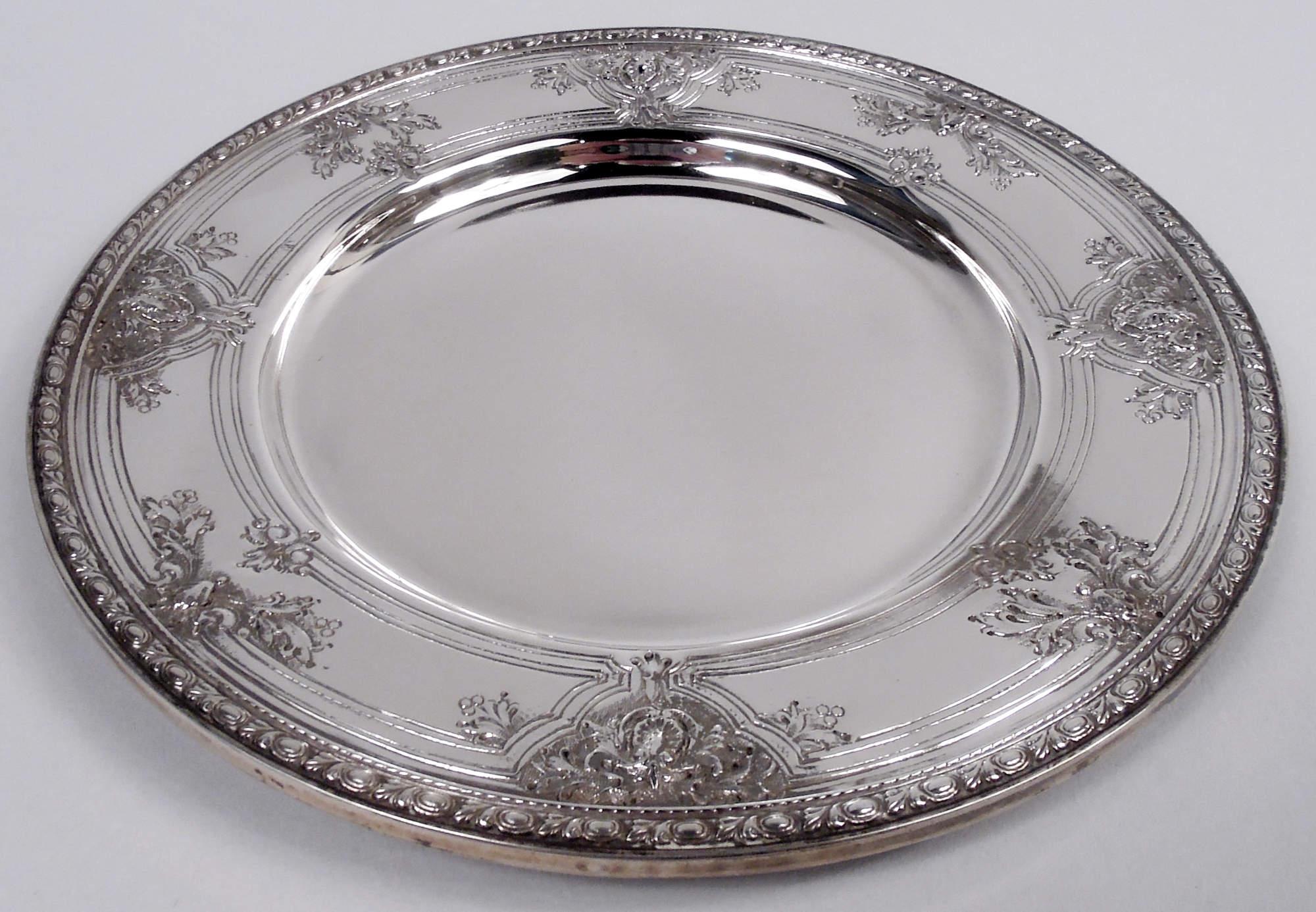 Set of 12 Watson Navarre Sterling Silver Bread & Butter Plates Eduardiano en venta