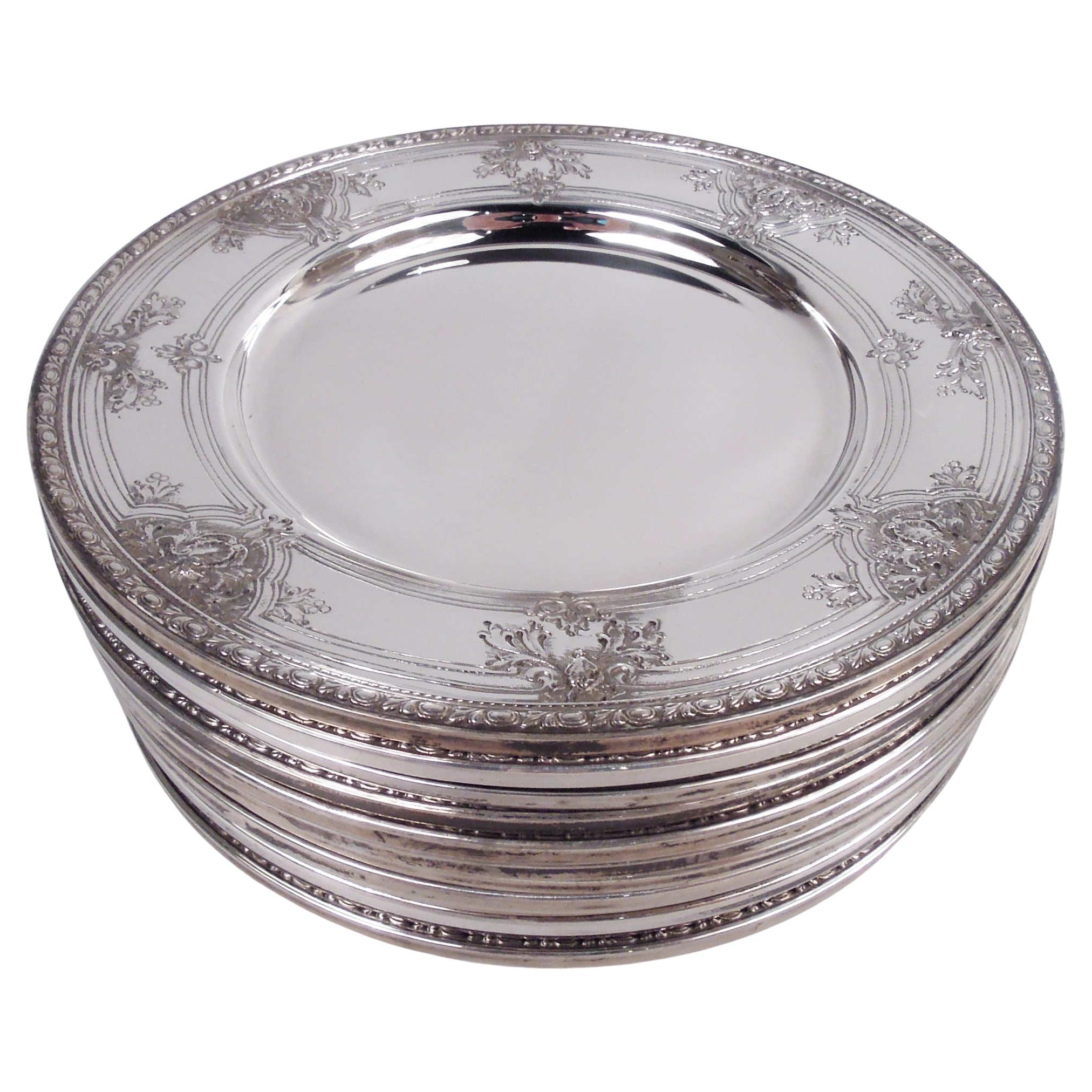 Set of 12 Watson Navarre Sterling Silver Bread & Butter Plates en venta