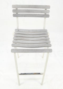 Set of 12 Weathered TEAK & Aluminum Outdoor Bar Stools Made in Italy