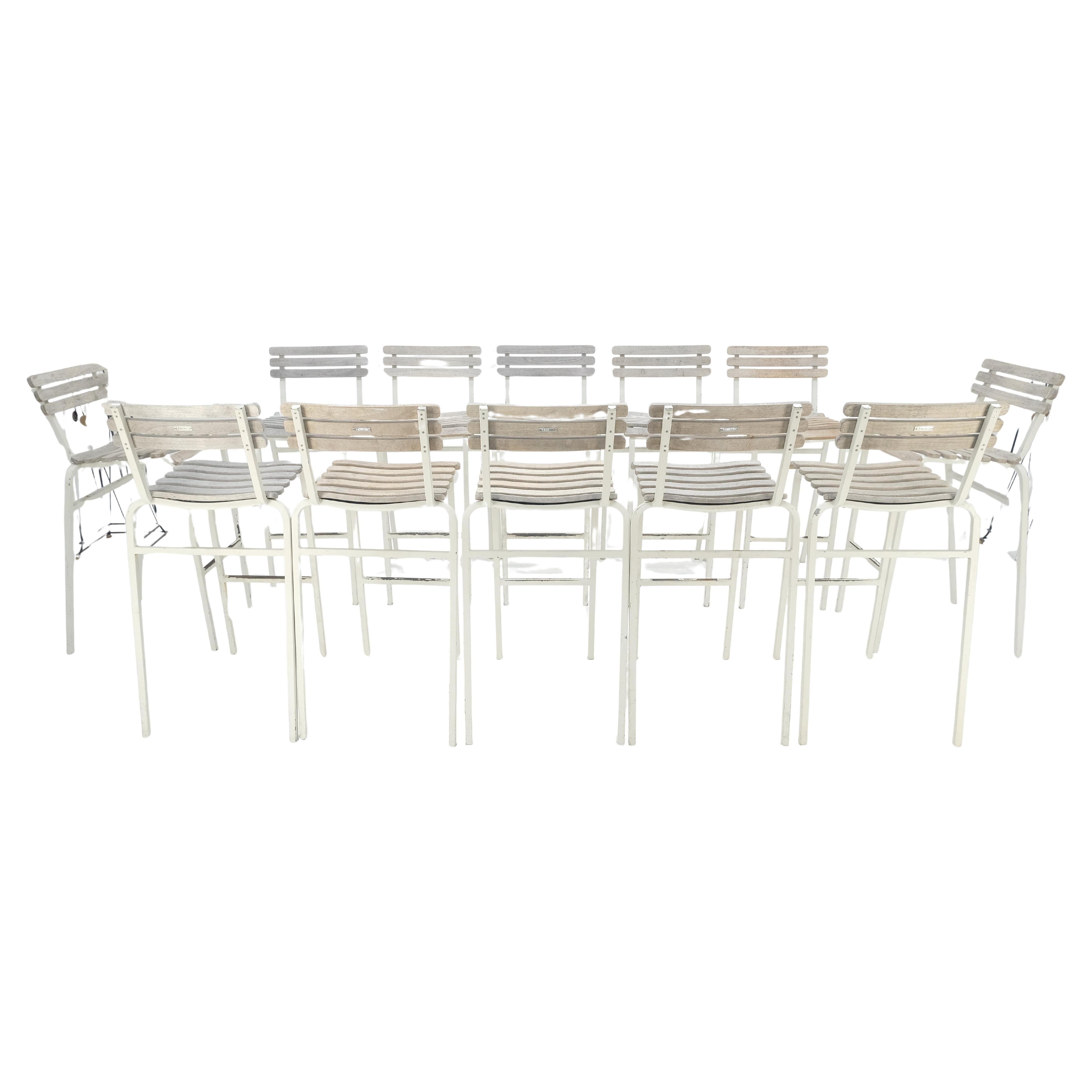 Set di 12 sgabelli da bar per esterni in TEAK e alluminio, Made in Italy