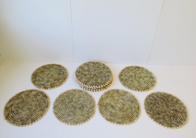 Seashell and Wicker Plate Chargers or Placemats, Set of 12 For Sale at