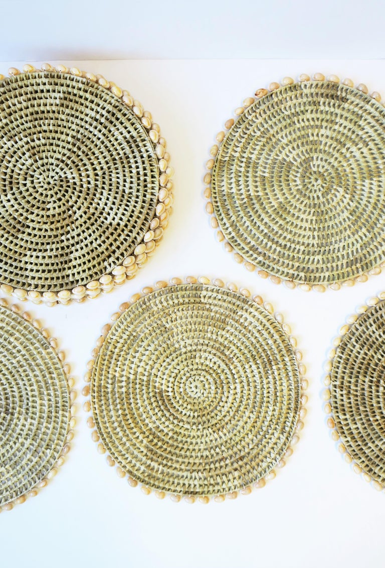 Seashell and Wicker Placemats or Dinner Plate Chargers, Set of 12 For