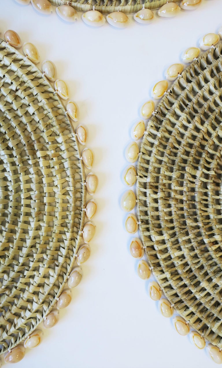 Seashell and Wicker Plate Chargers or Placemats, Set of 12 For Sale at