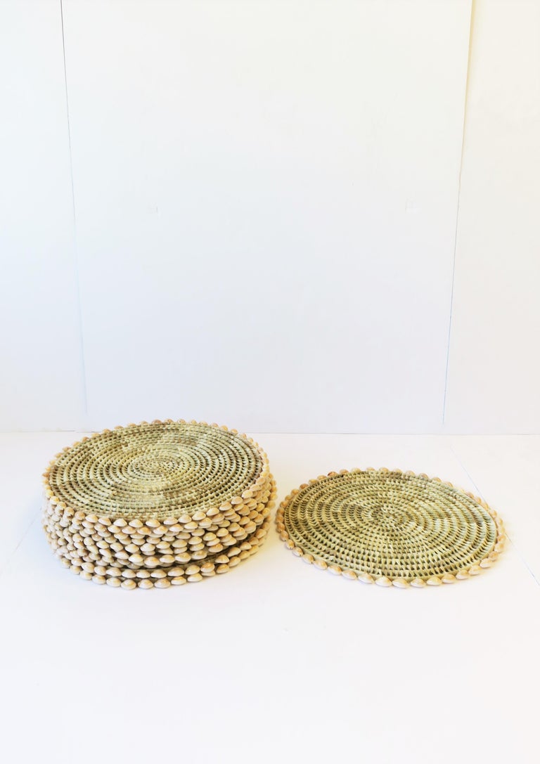 Seashell and Wicker Placemats or Dinner Plate Chargers, Set of 12 For