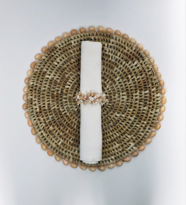 Seashell and Wicker Placemats or Dinner Plate Chargers, Set of 12 For