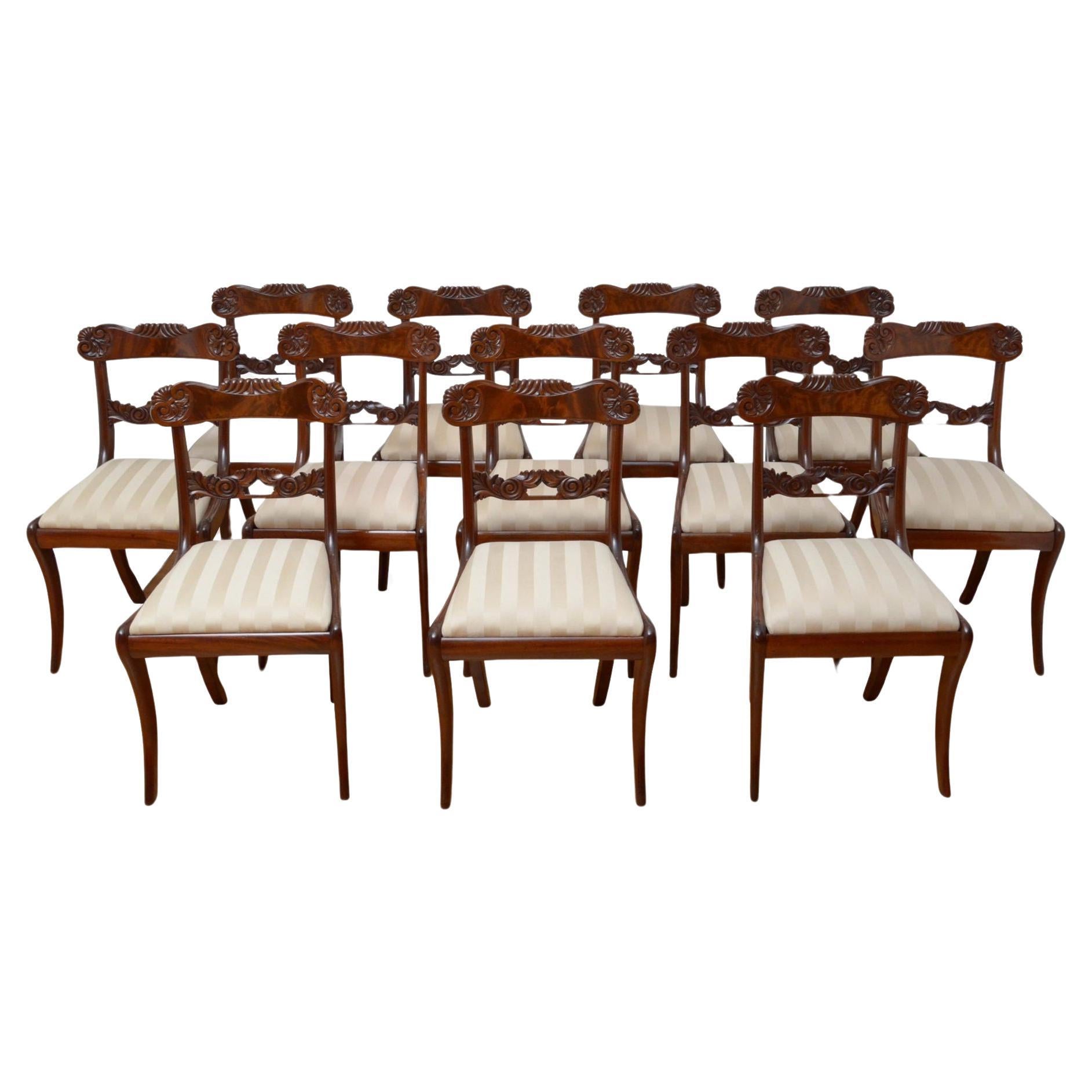 Set Of 12 William IV Mahogany Dining Chairs For Sale