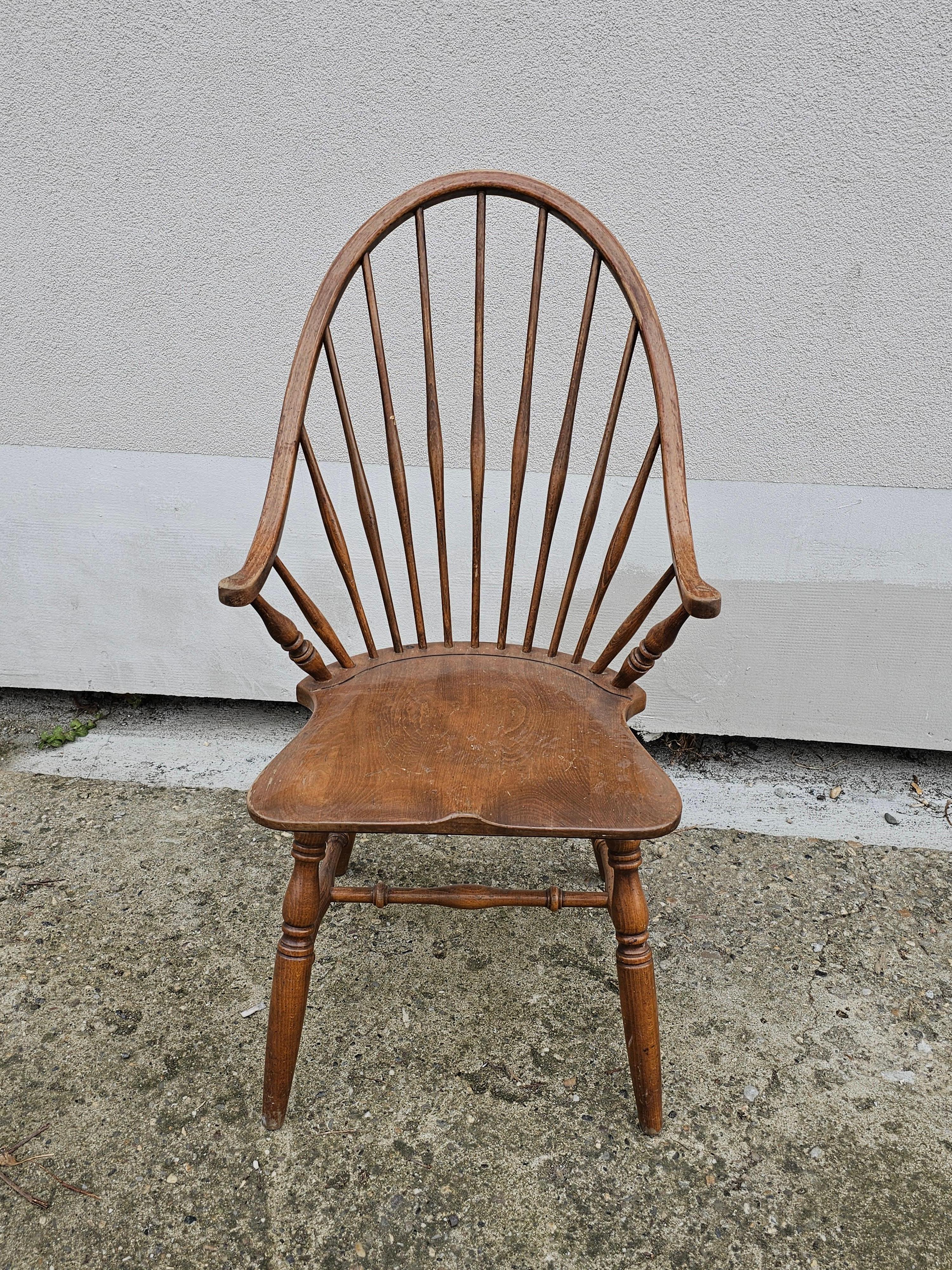 Slovenian Set of 12 Windsor Tall Spindle Back Armchair in Beech, Yugoslavia 1950s