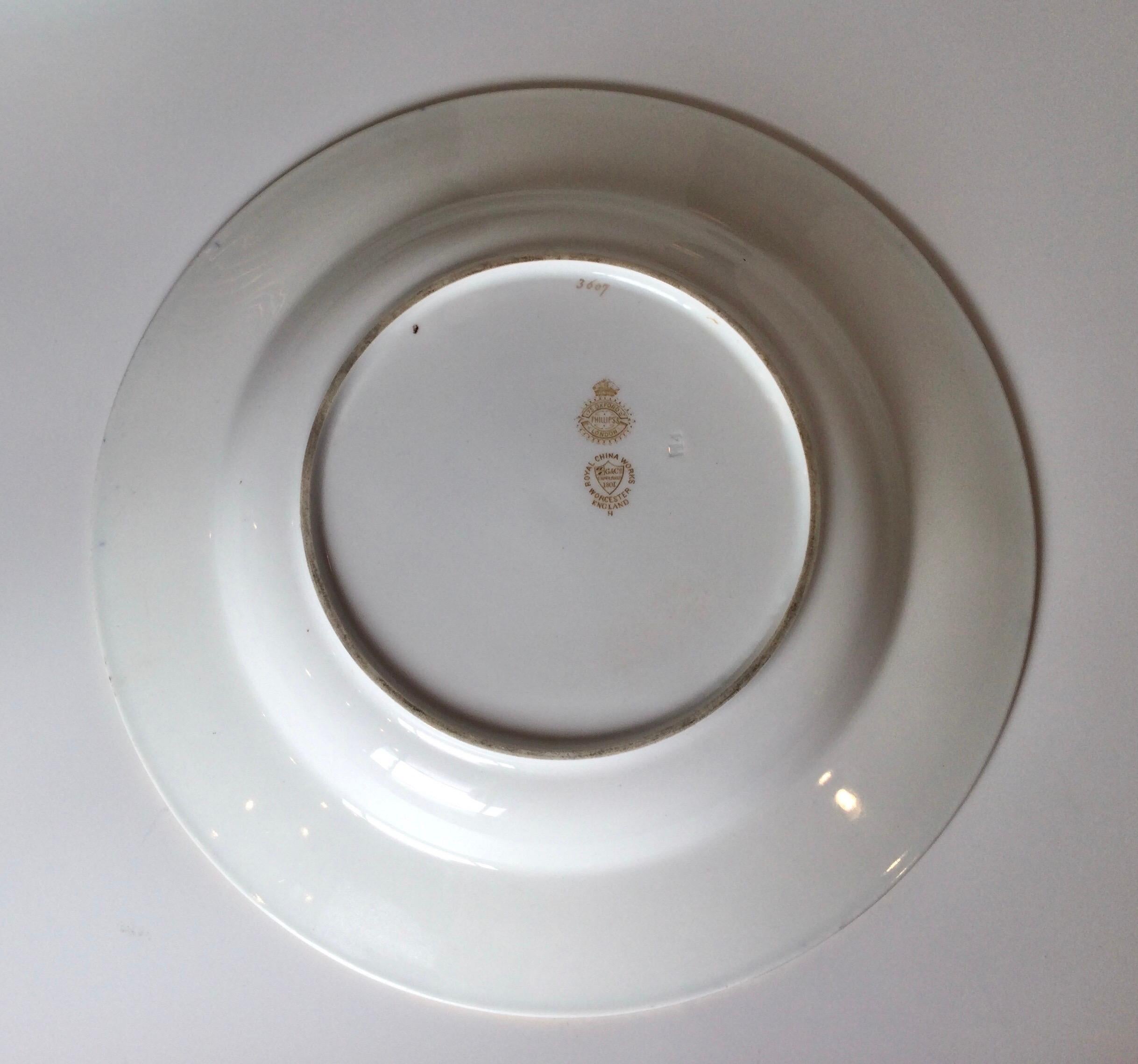 Set of 12 Worcester Porcelain Chelsea Bird Shallow Bowls For Sale 6