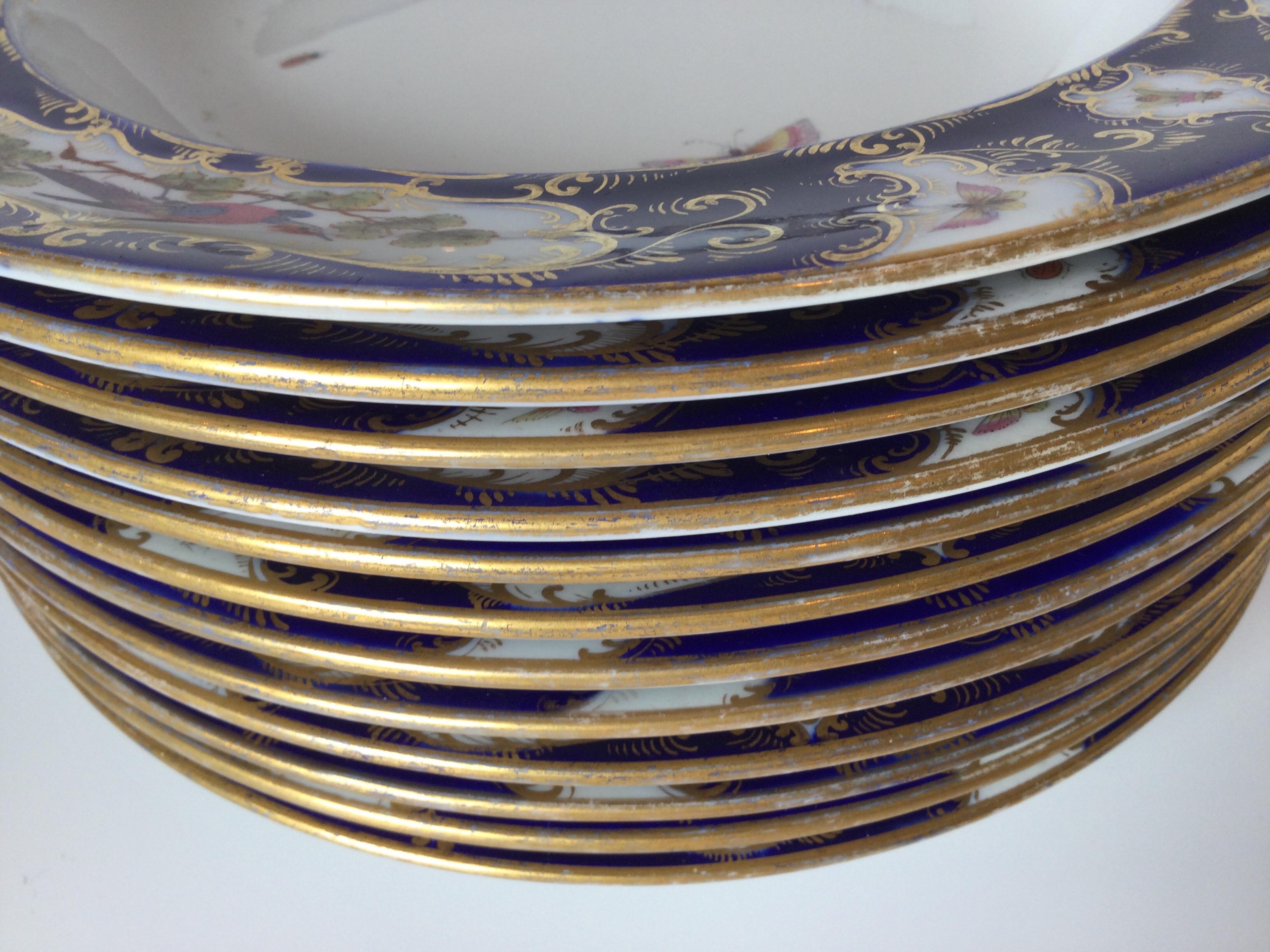 Set of 12 Worcester Porcelain Chelsea Bird Shallow Bowls For Sale 7
