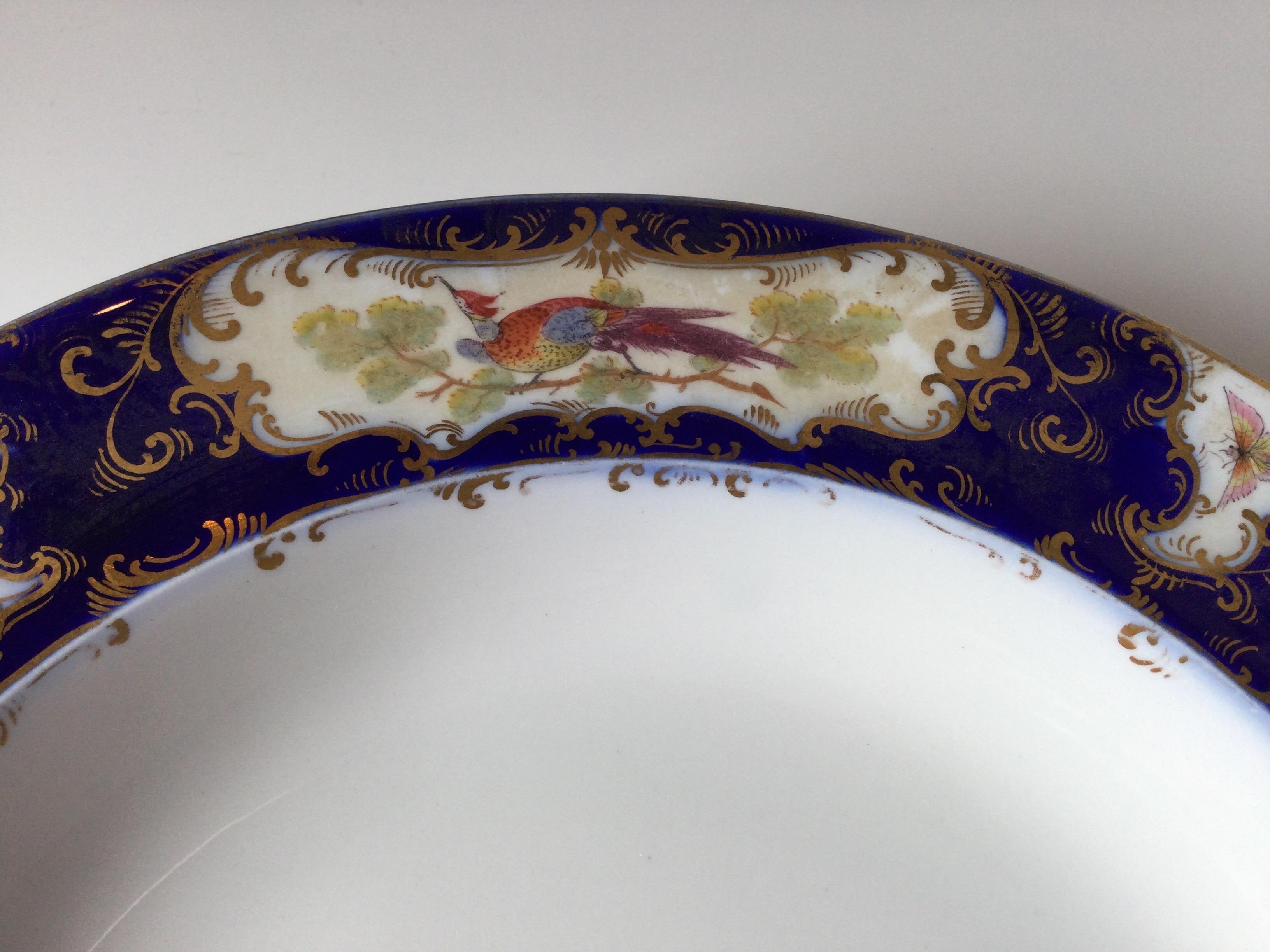 19th Century Set of 12 Worcester Porcelain Chelsea Bird Shallow Bowls For Sale
