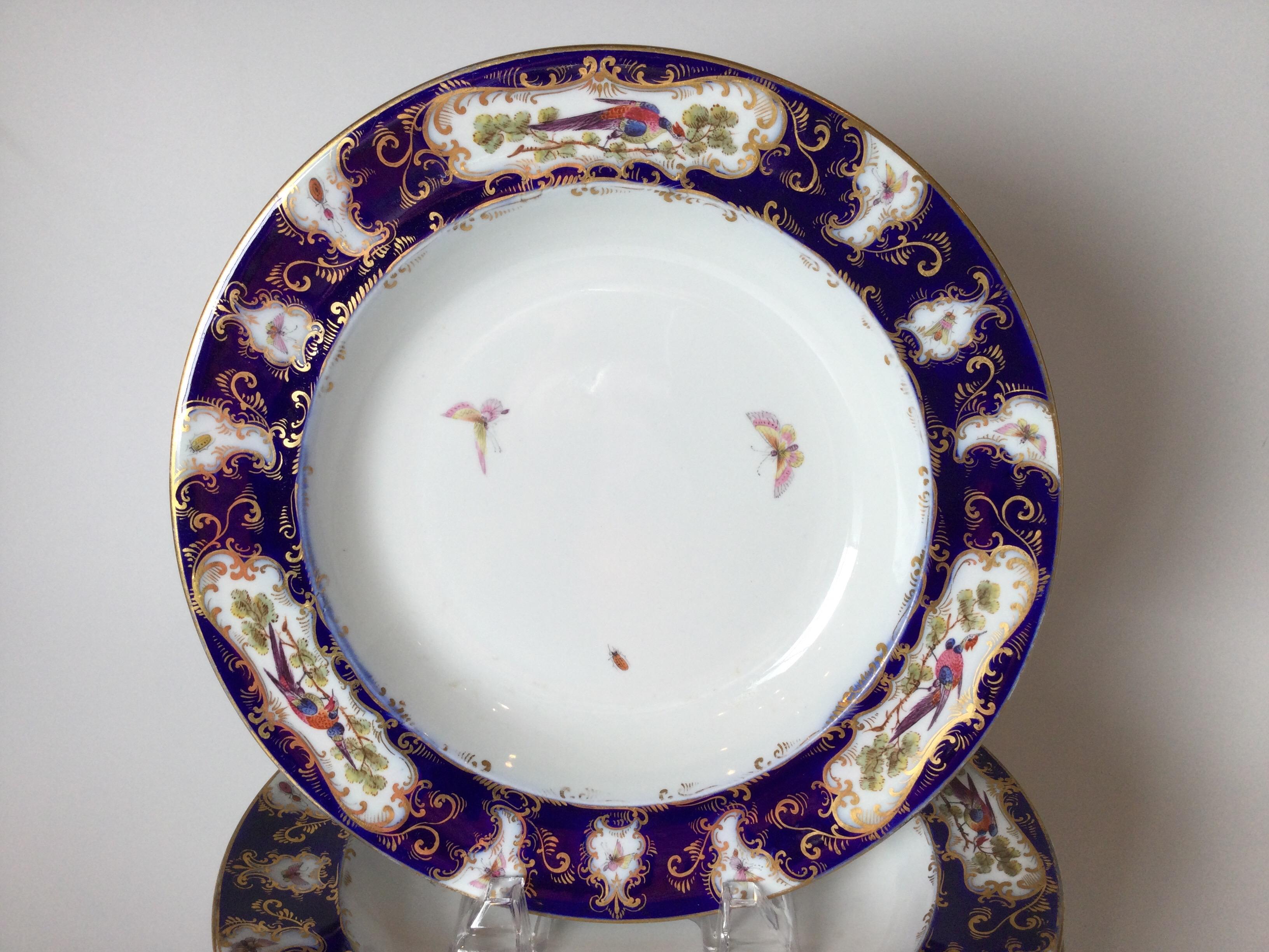 Set of 12 Worcester Porcelain Chelsea Bird Shallow Bowls For Sale 3