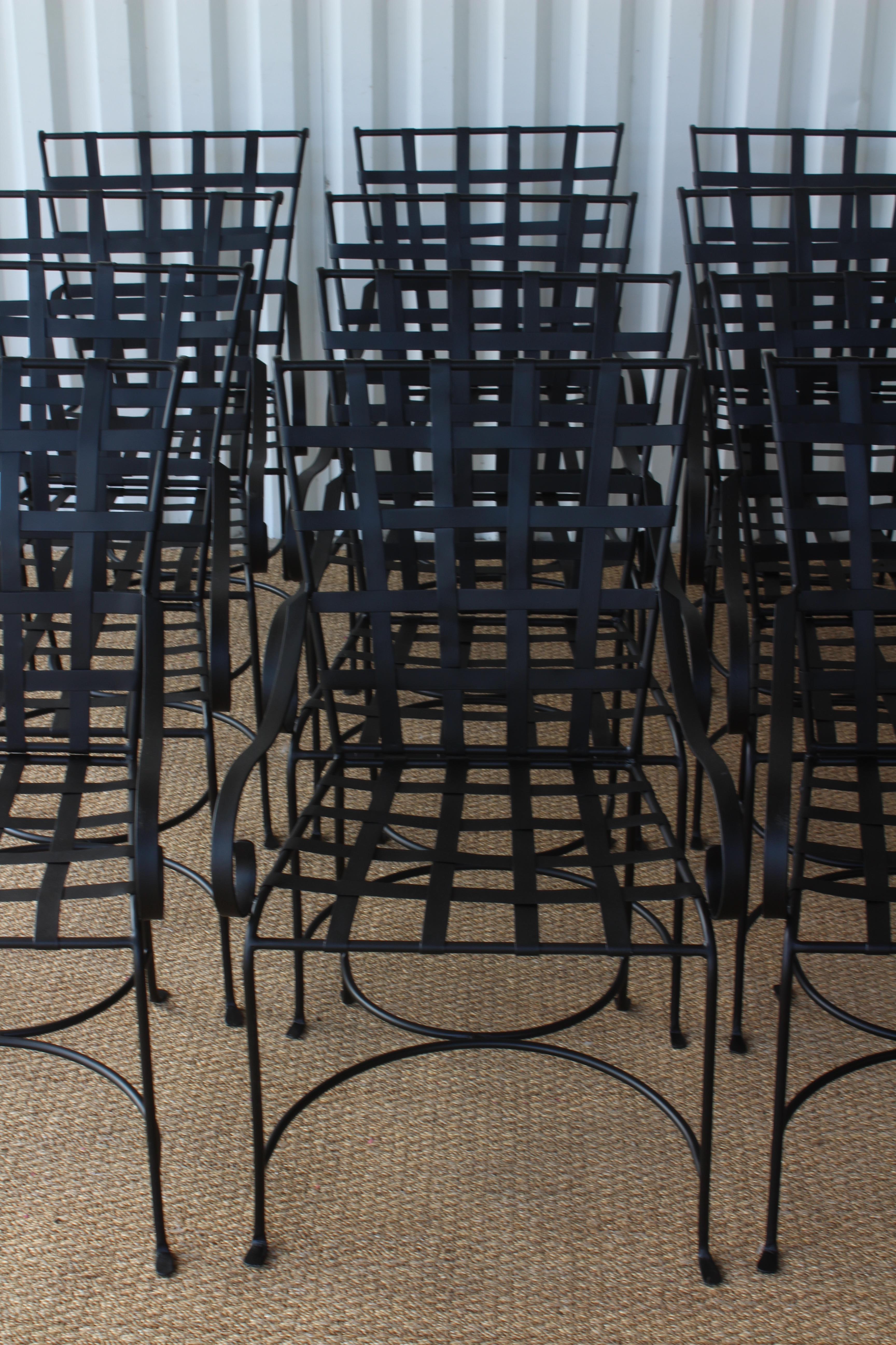 Set of 12 Wrought Iron Chairs in the Style of Mario Papperzini, Italy, 1950s 2