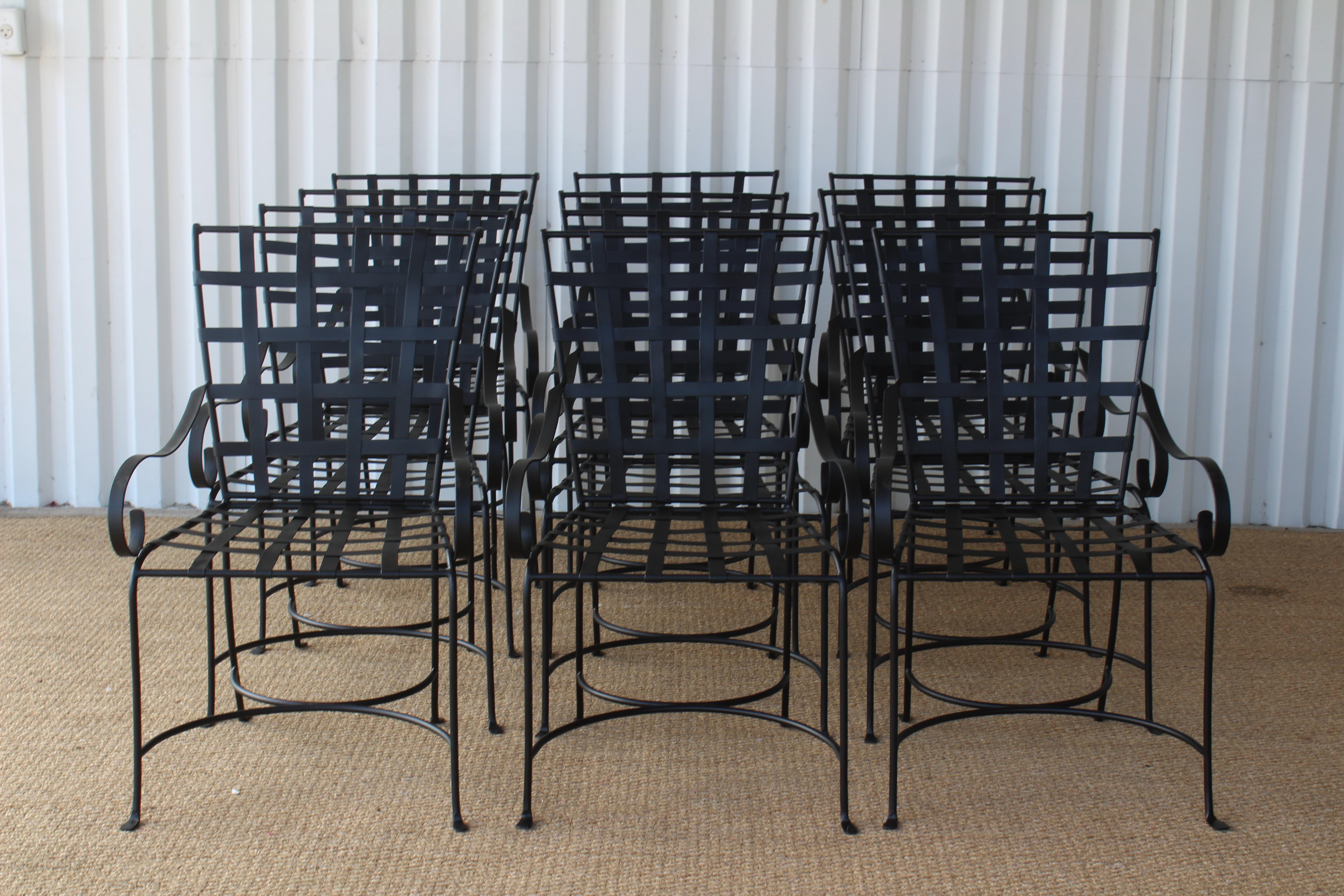Set of 12 Wrought Iron Chairs in the Style of Mario Papperzini, Italy, 1950s In Excellent Condition In Los Angeles, CA