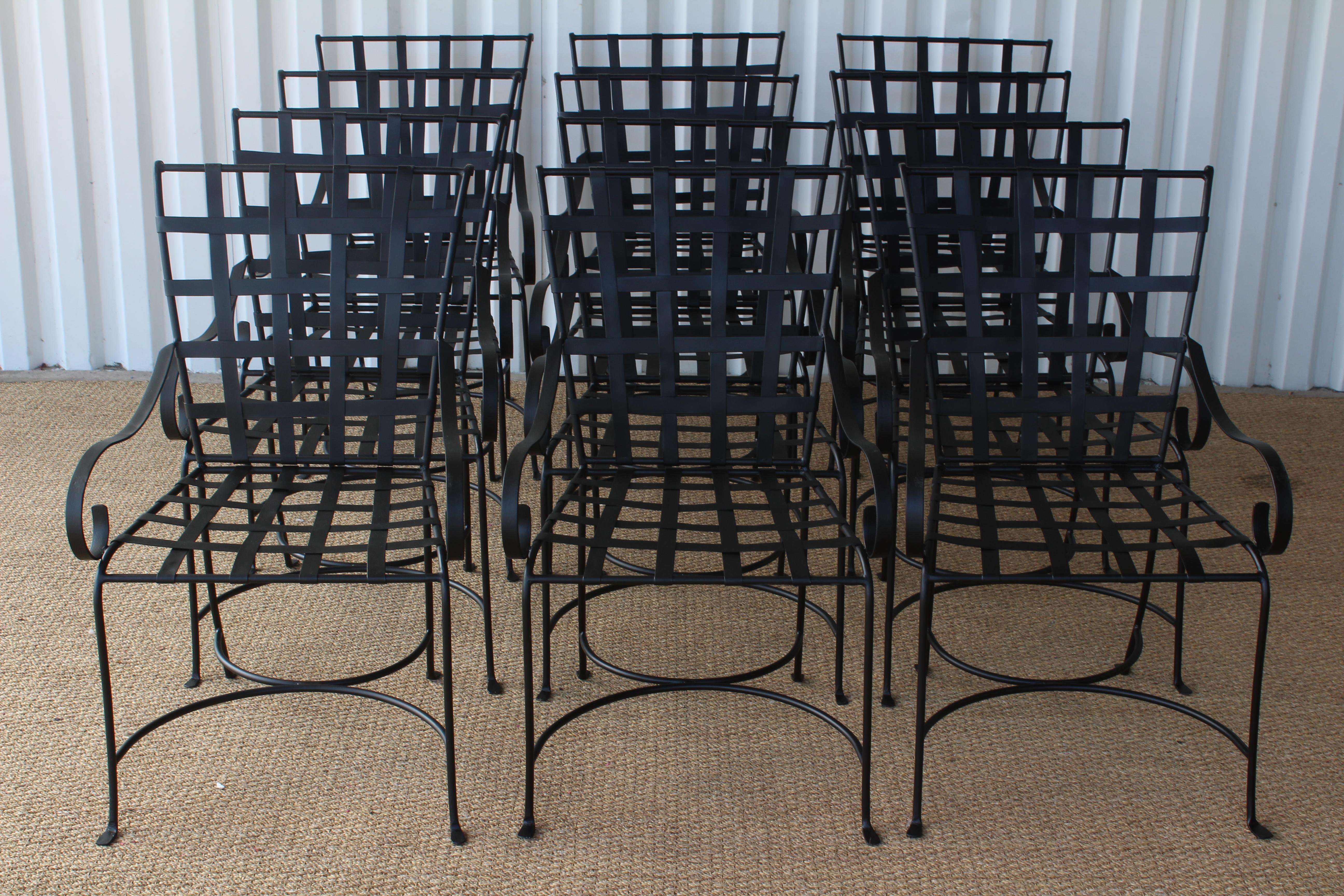 Mid-20th Century Set of 12 Wrought Iron Chairs in the Style of Mario Papperzini, Italy, 1950s