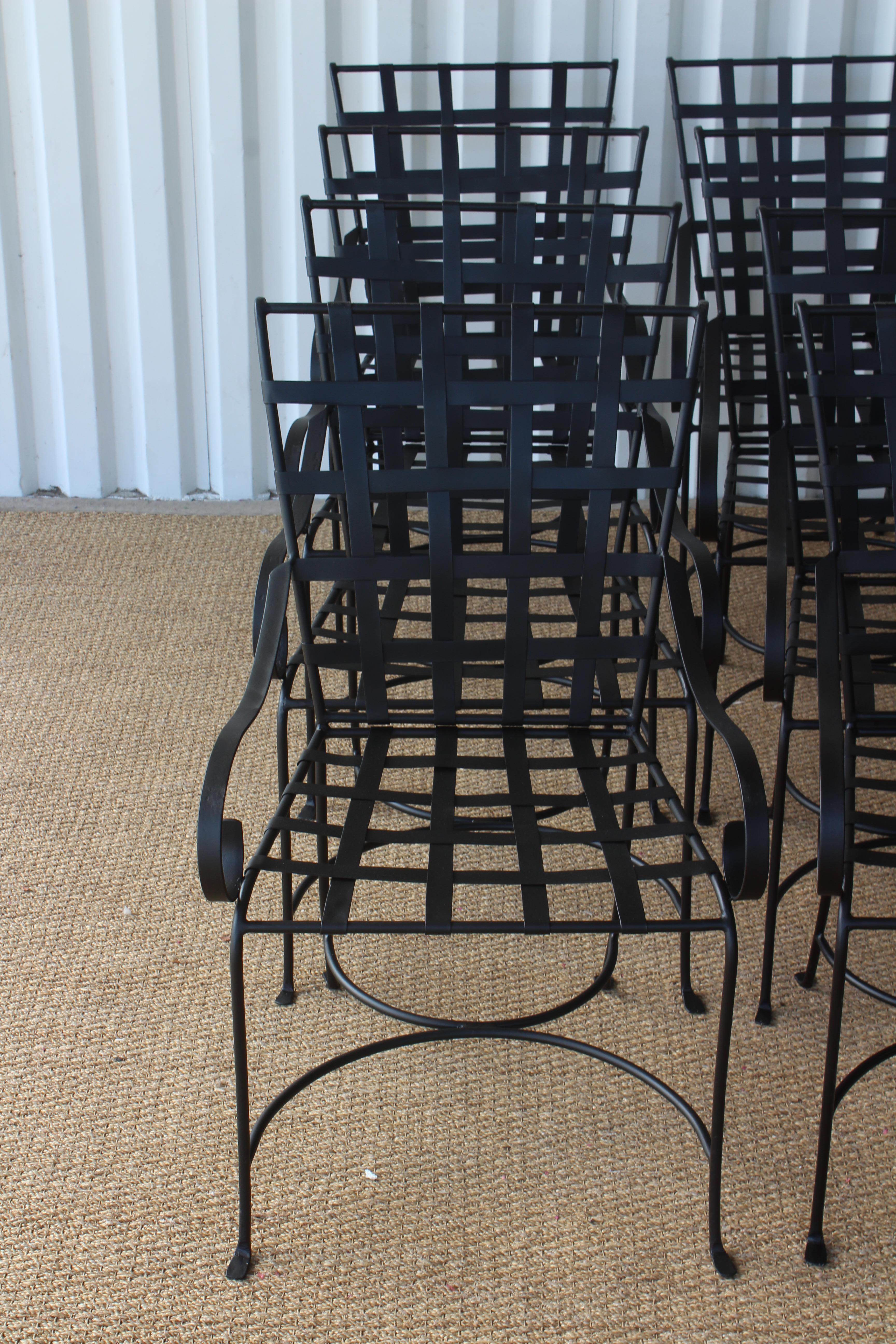 Set of 12 Wrought Iron Chairs in the Style of Mario Papperzini, Italy, 1950s 1