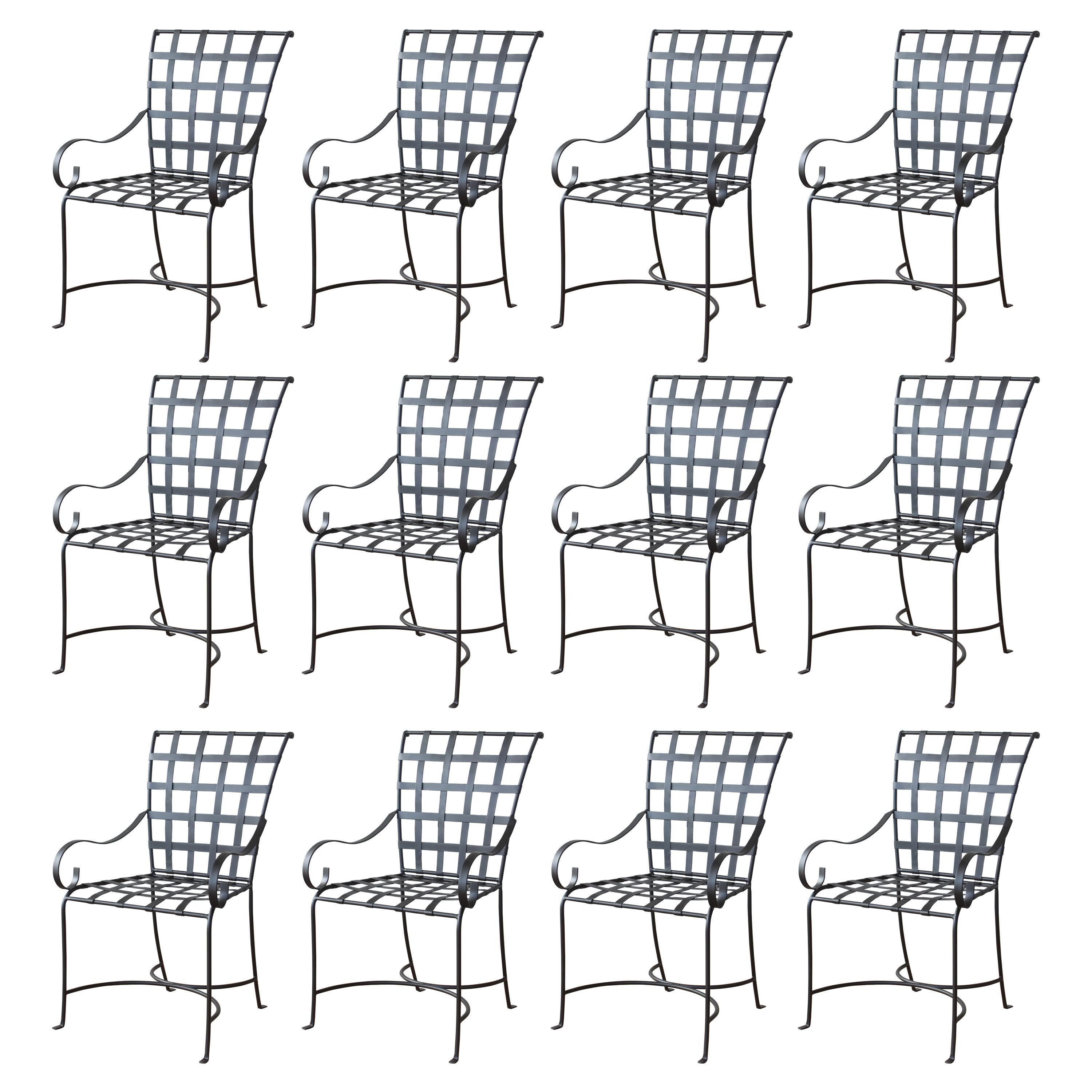 Set of 12 Wrought Iron Chairs in the Style of Mario Papperzini, Italy, 1950s