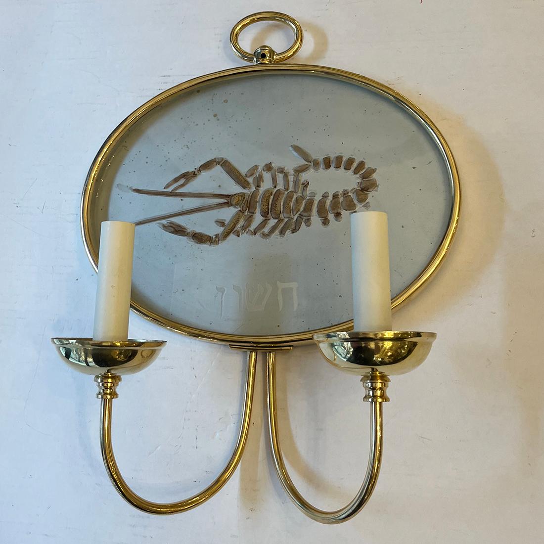 Satz von 12 Zodiac-Leuchtern. Verkauft in Paaren (Messing) im Angebot