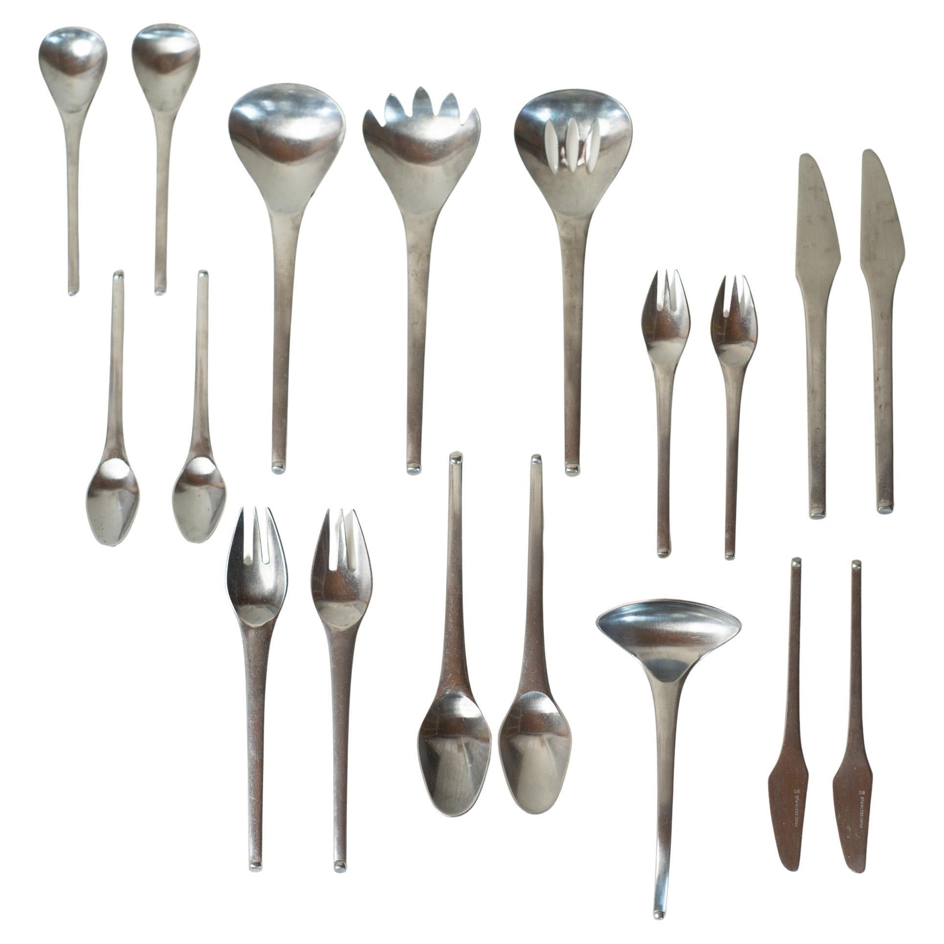 Set of 123 Stanley Roberts Contempra Mid Century Modern Stainless Flatware