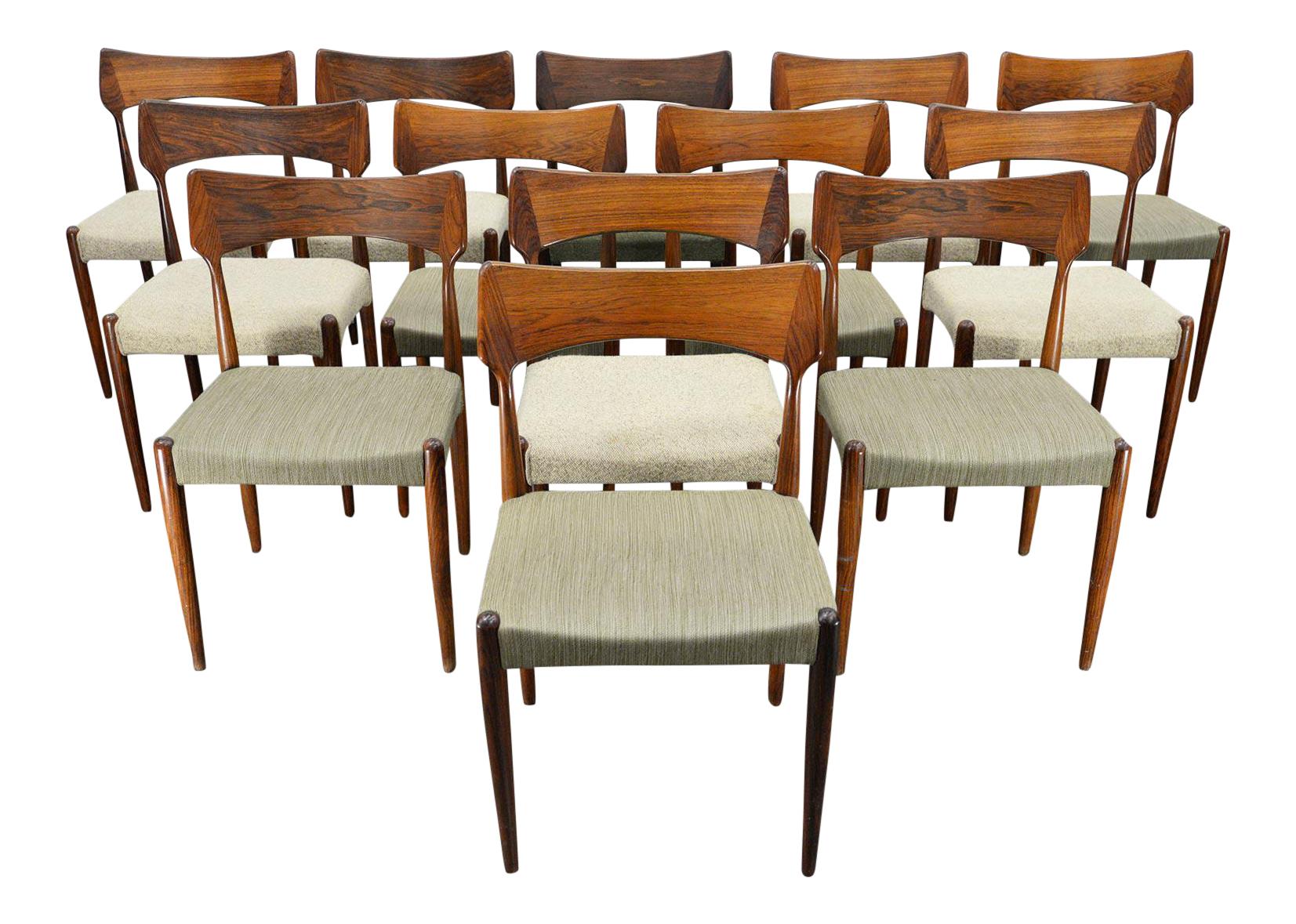 Mid-Century Modern Set of 13 Bernhard Pedersen + Søn Rosewood Dining Chairs