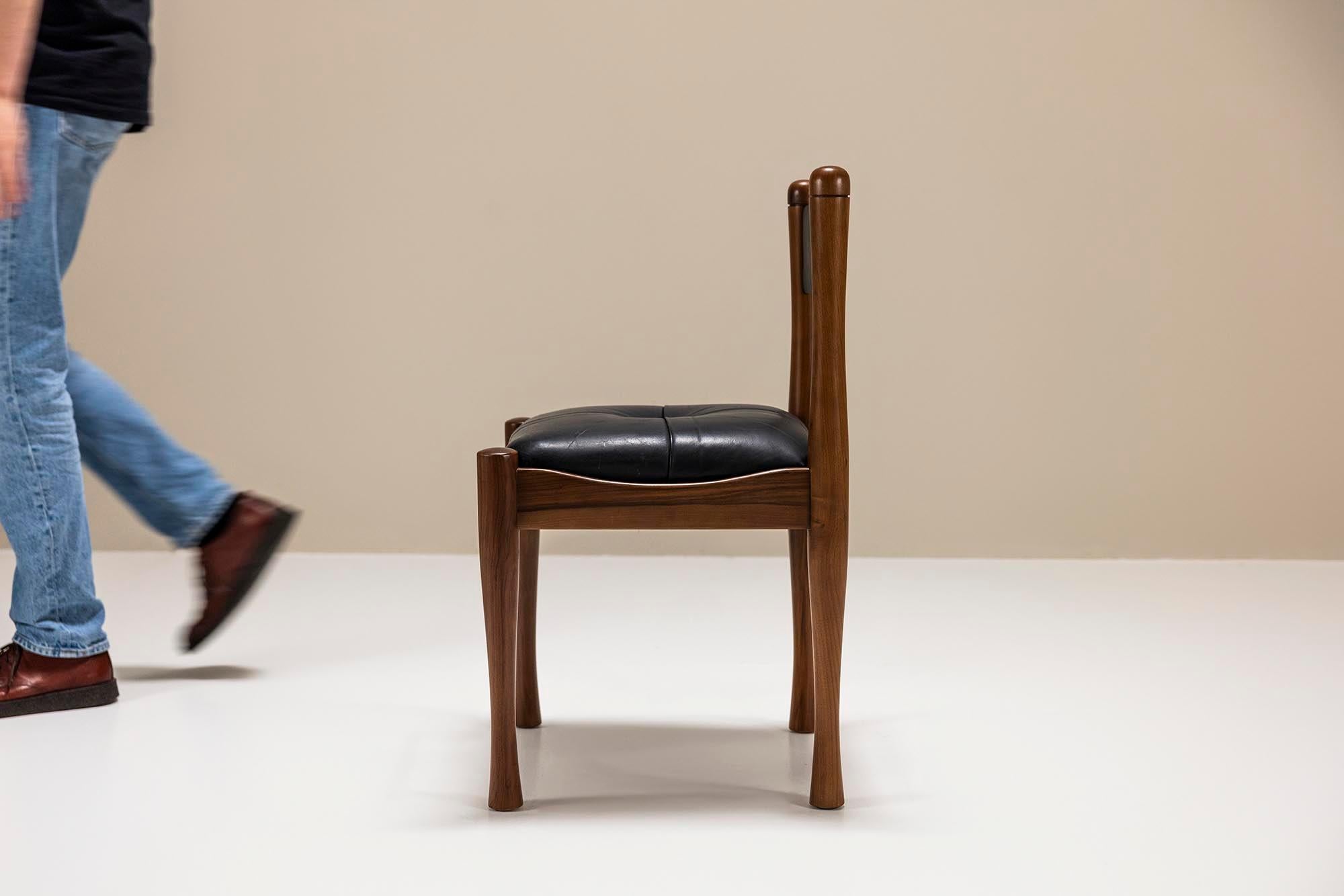 Leather Set of 13 Bernini Chairs Model 620 in Walnut by Silvio Coppola, Italy 1964