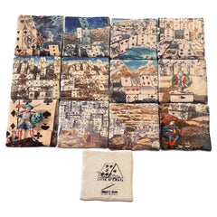 Set of 13 "Città Di Carte" Ceramic Tiles by Fornasetti