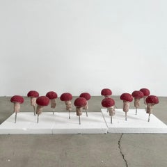 Set of 13 Concrete Mushrooms, 1950's France