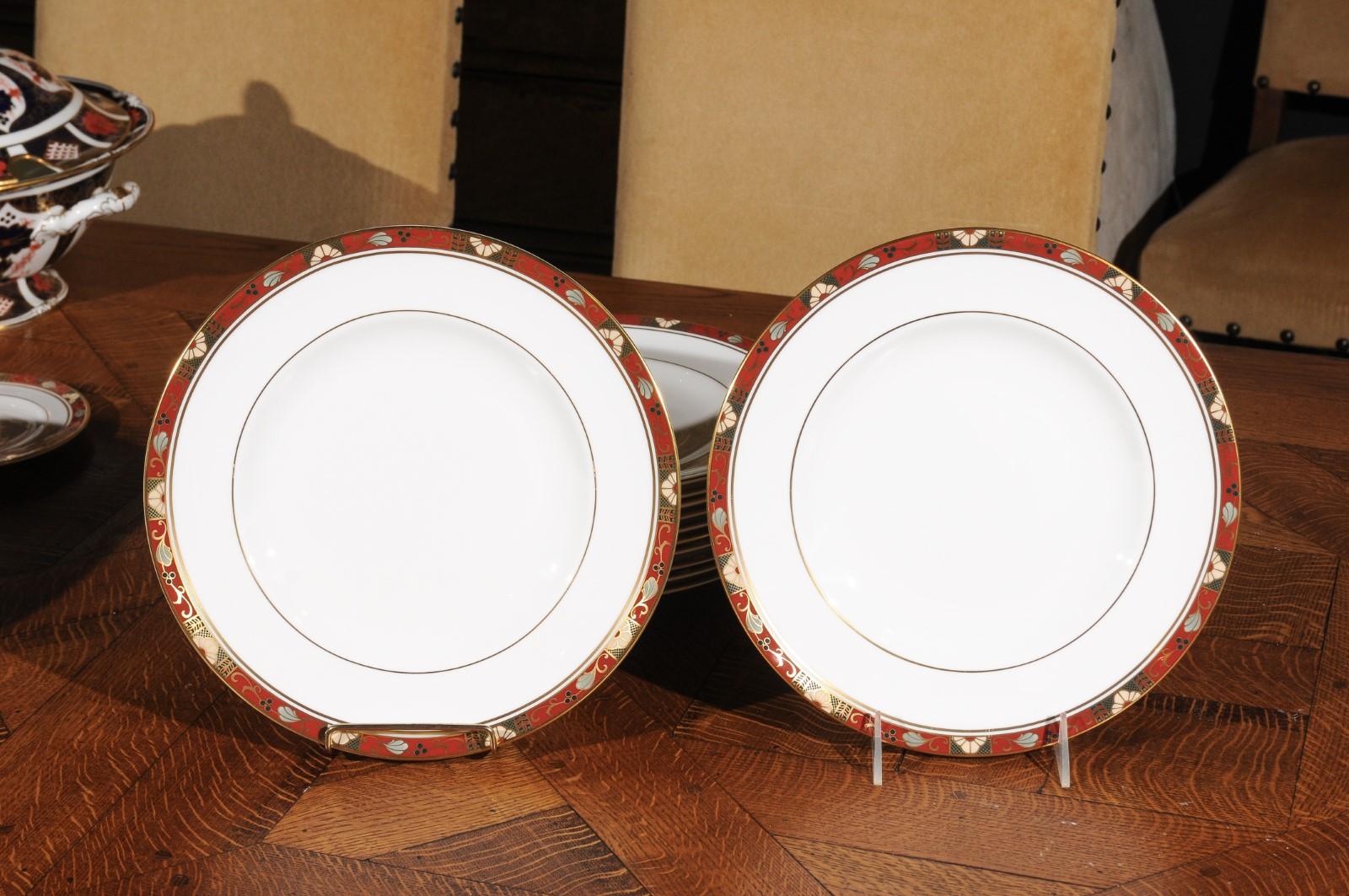 Set of 13 English Royal Crown Derby Porcelain Cloisonné Patterns Dinner Plates For Sale 4