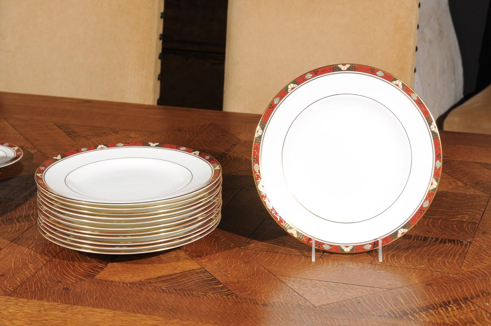 Anglo-Japanese Set of 13 English Royal Crown Derby Porcelain Cloisonné Patterns Dinner Plates For Sale