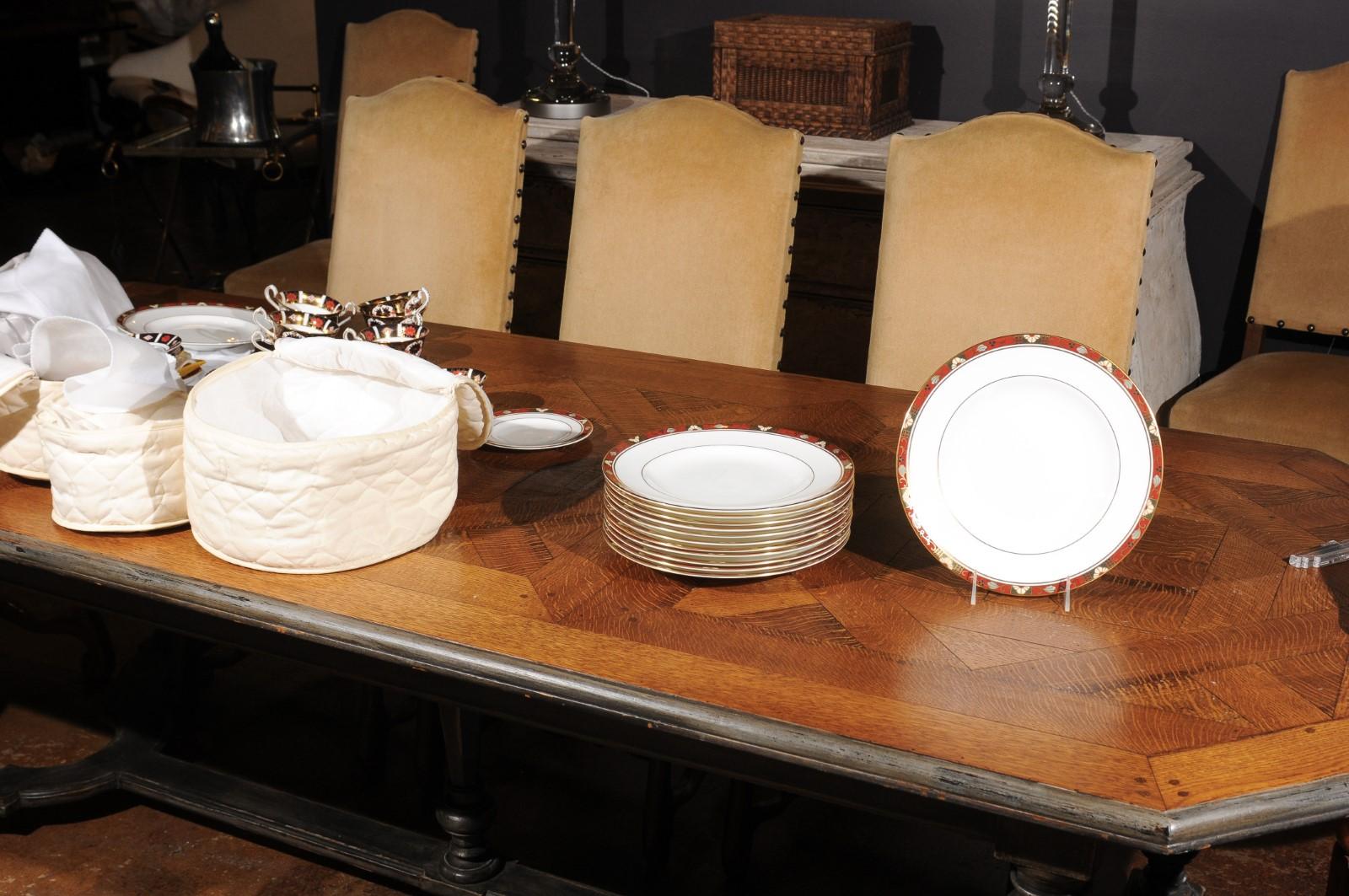 Fired Set of 13 English Royal Crown Derby Porcelain Cloisonné Patterns Dinner Plates For Sale