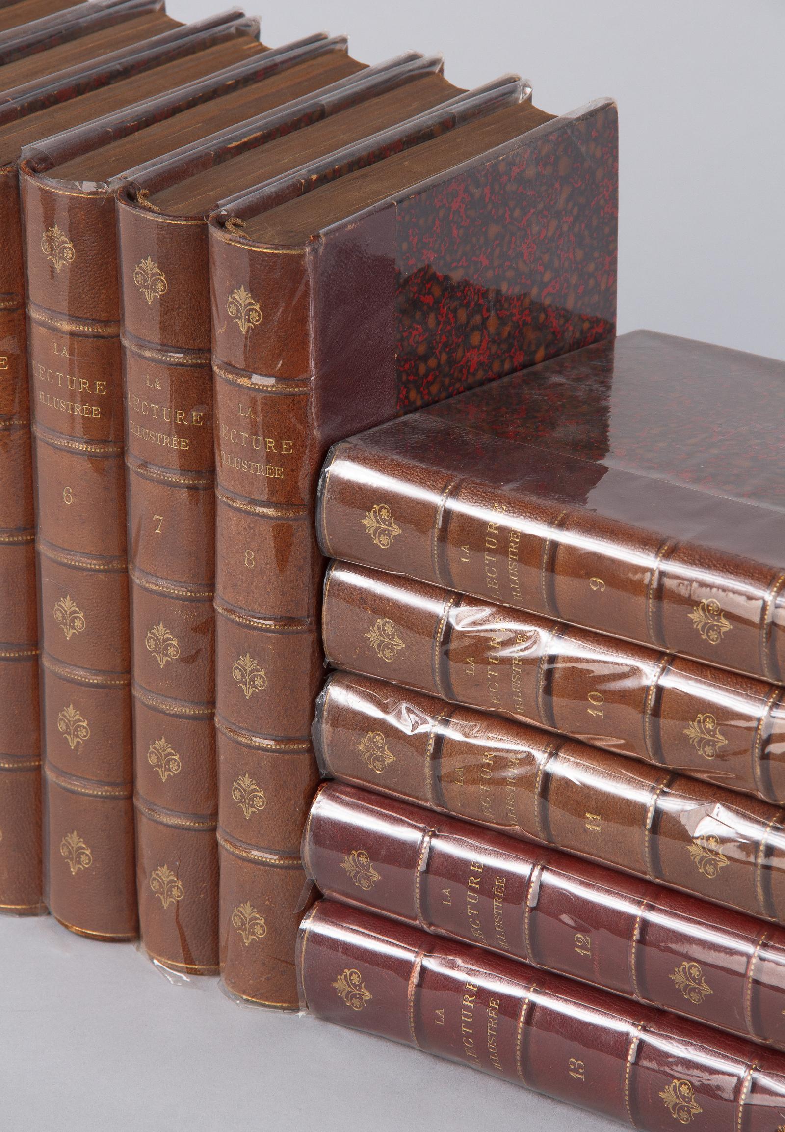 19th Century Leather Bound French Books-La Lecture Illustree, Late 1800s