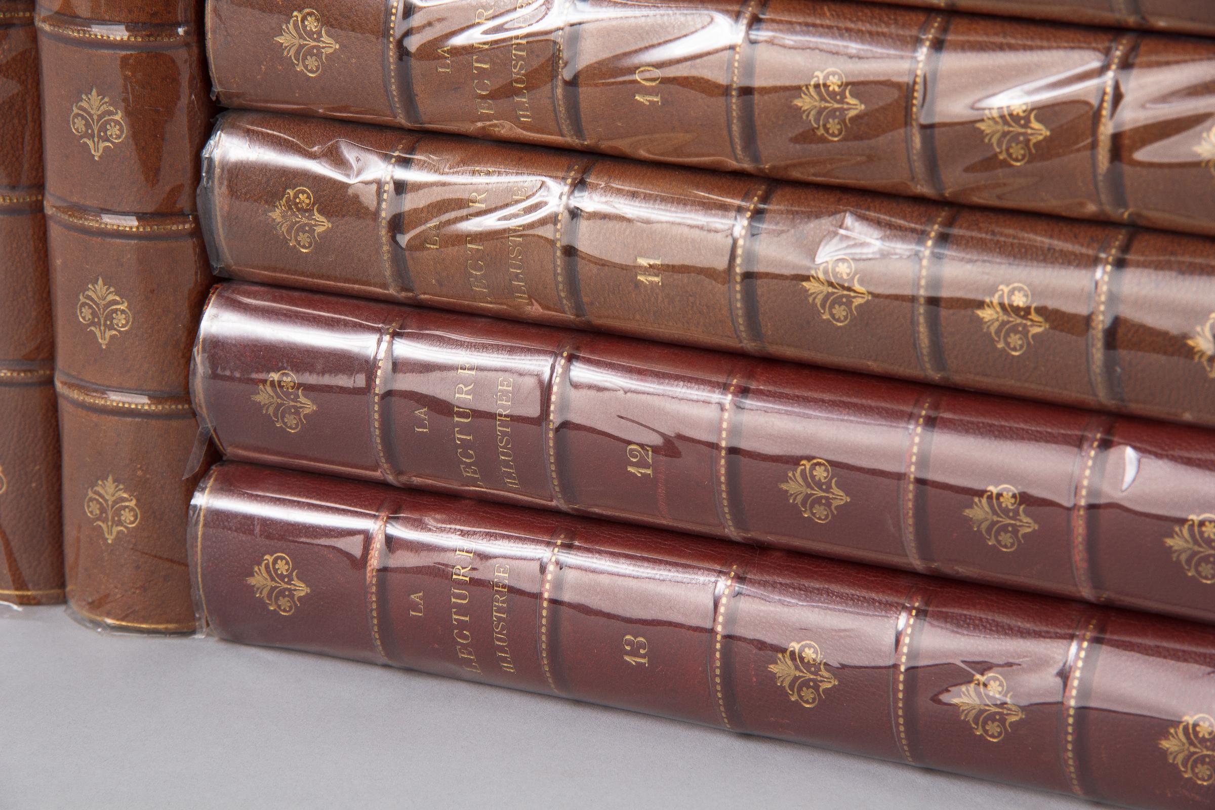 Leather Bound French Books-La Lecture Illustree, Late 1800s 1