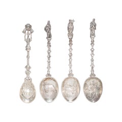 Set of 13 German 800 Apostle Spoons 19th Century