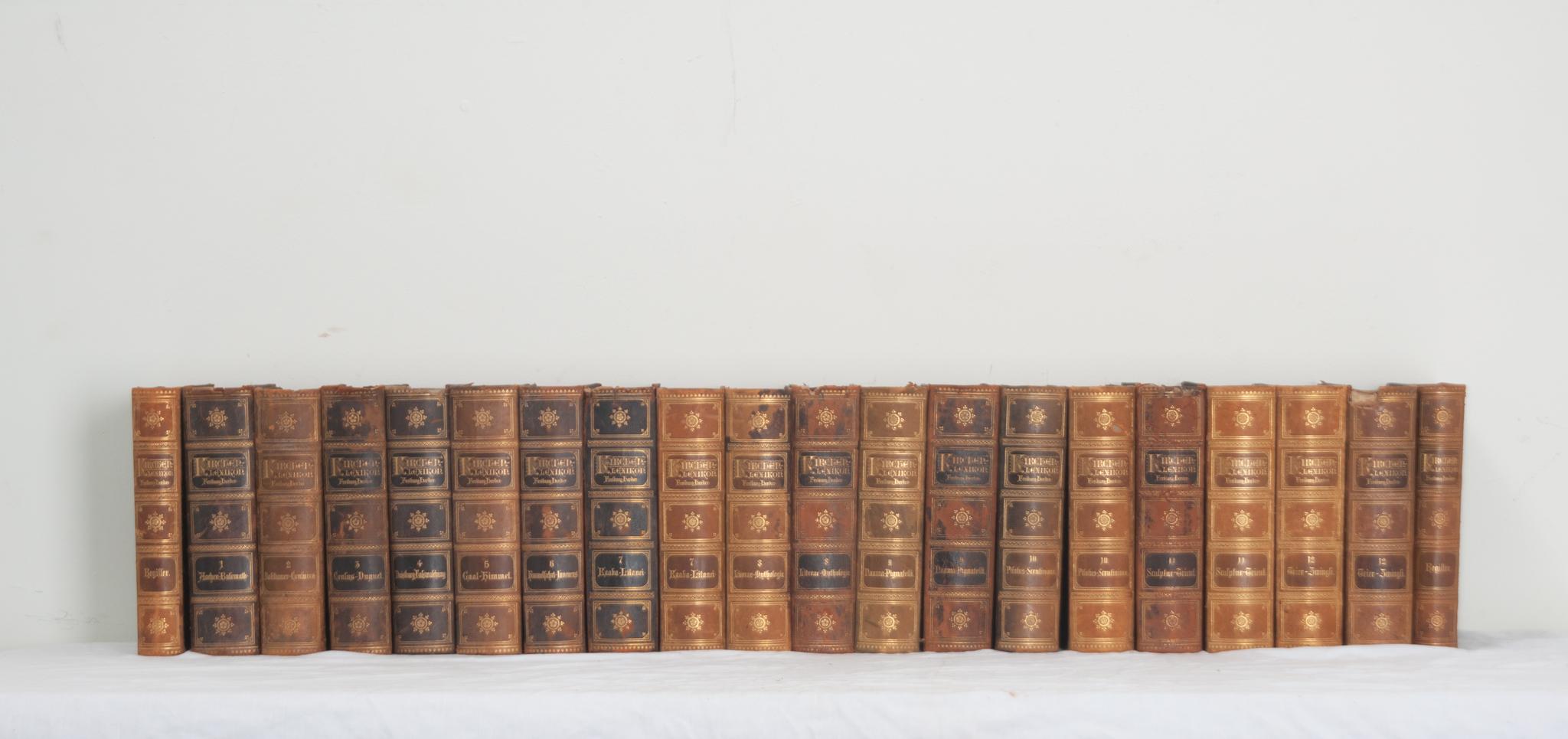 Hand-Crafted Set of 20 German Catholic Encyclopedias For Sale
