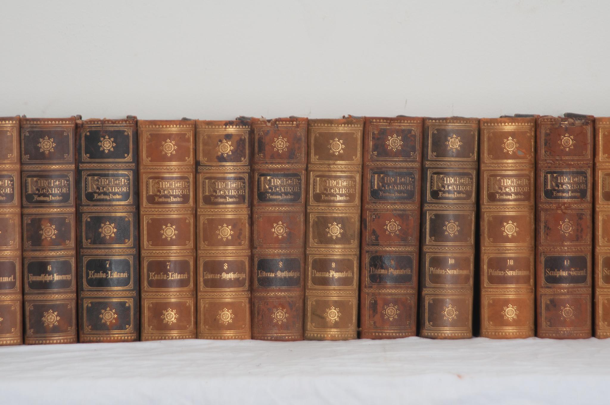 19th Century Set of 20 German Catholic Encyclopedias For Sale