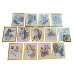 Antique Set of 13 Harrison Fisher First Edition Prints