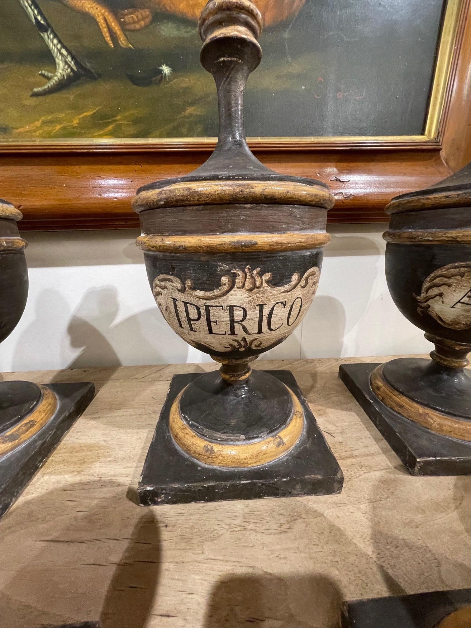 Set of 13 Italian Pottery Pharmacy Urns In Good Condition In Dallas, TX