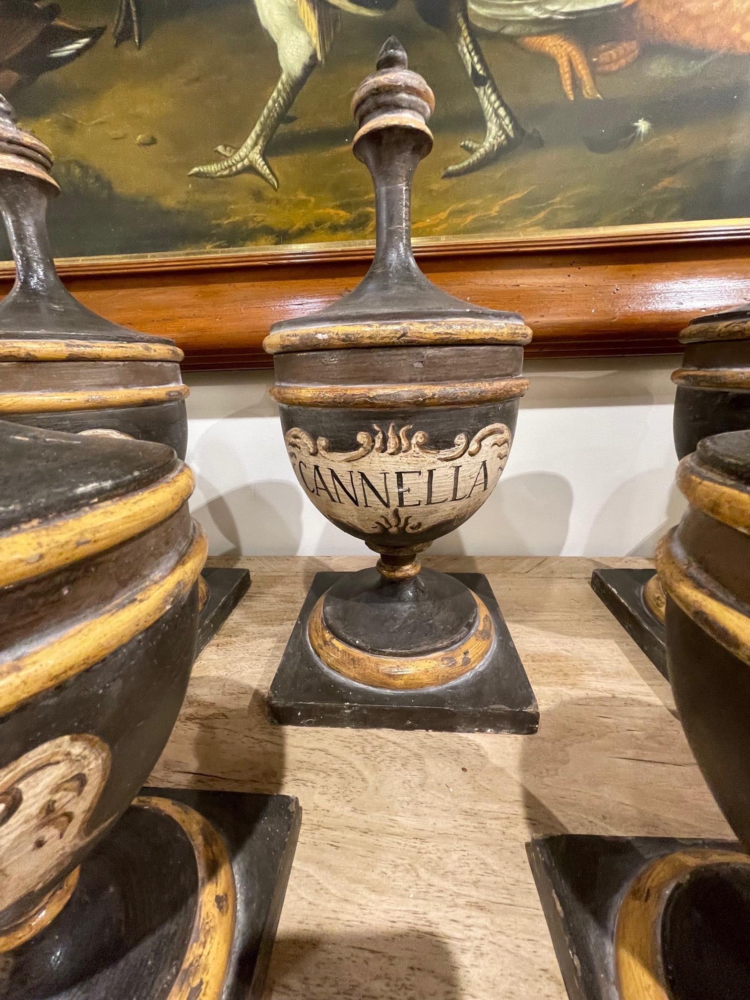 20th Century Set of 13 Italian Pottery Pharmacy Urns