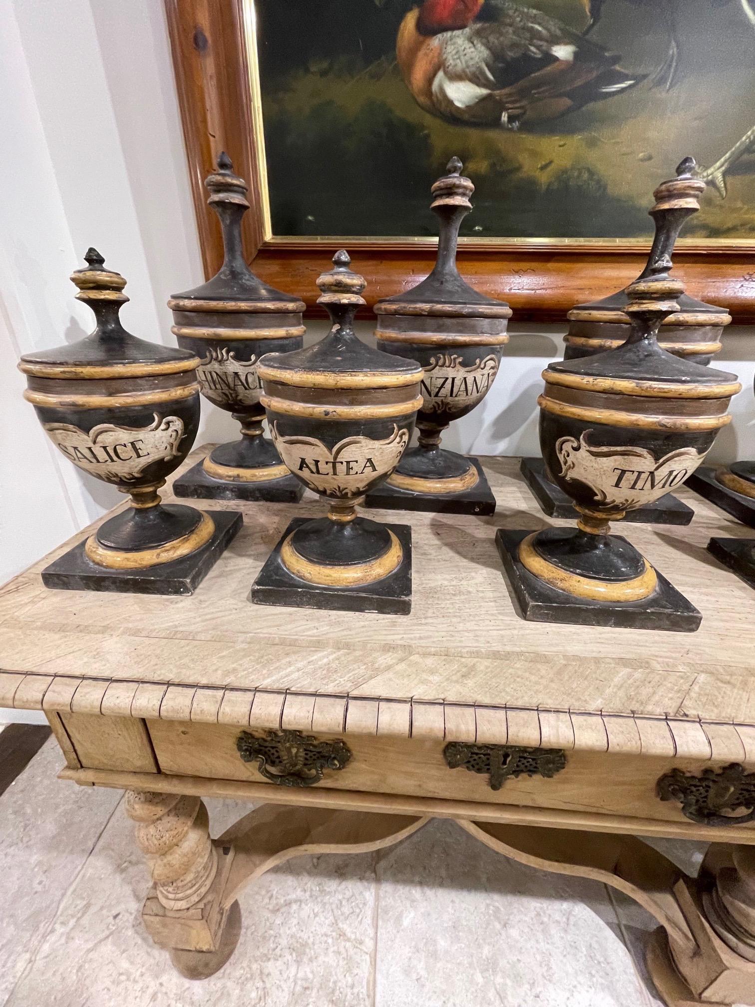 Set of 13 Italian Pottery Pharmacy Urns 4
