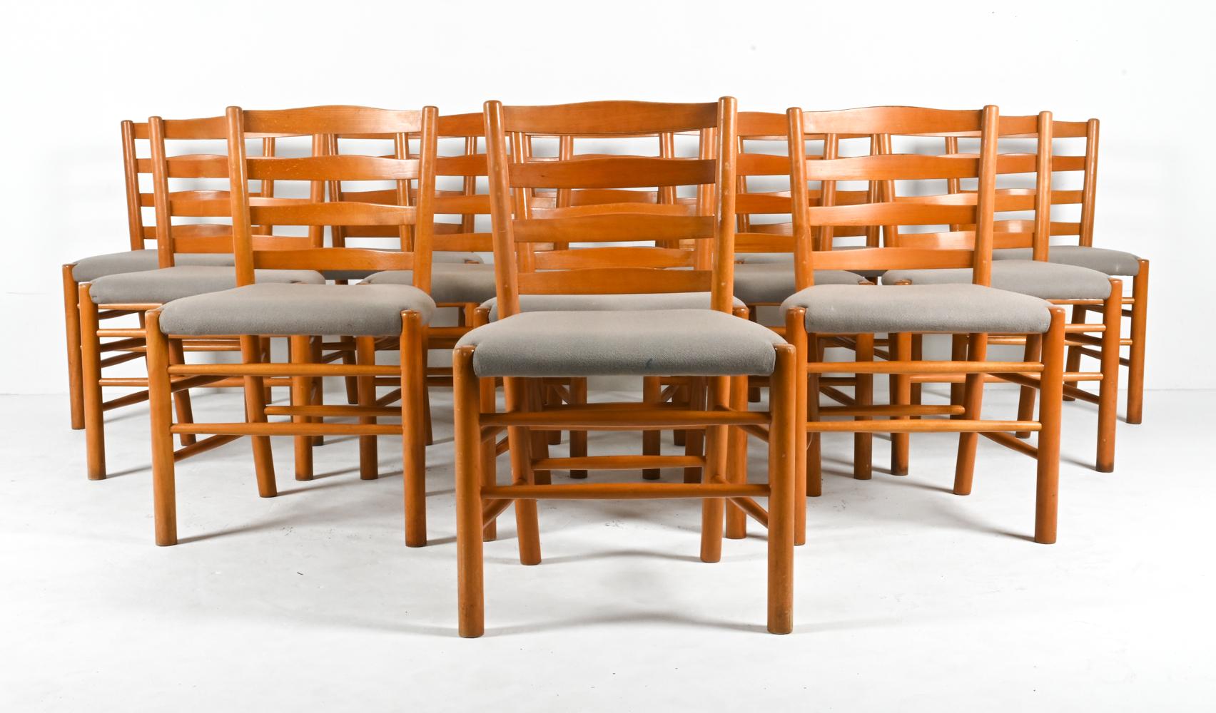 Mid-Century Modern Set of 13 Kaare Klint Church Chairs for Fritz Hansen, Denmark, 1960s For Sale