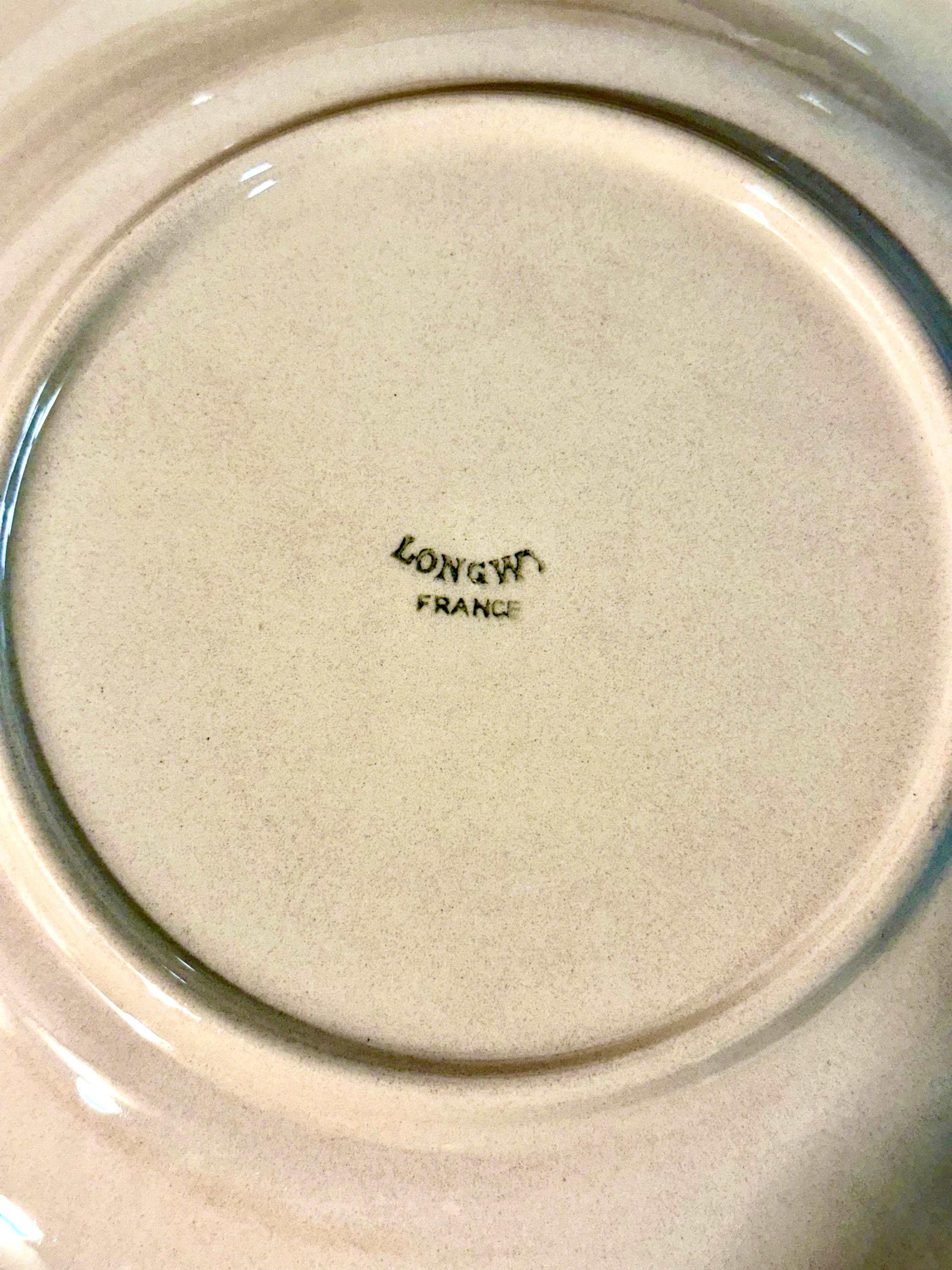 Hand-Painted Set of 13 Longwy Fish-Shaped Creamware Plates, 20th Century For Sale